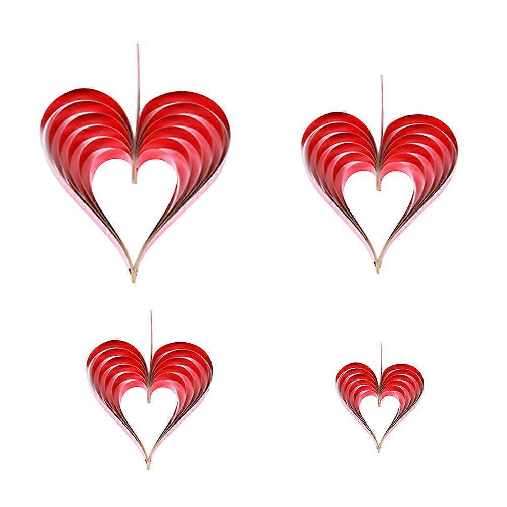 Wedding Decor 3Pcs Set Heart Shaped Hanging Paper Decorations Red
