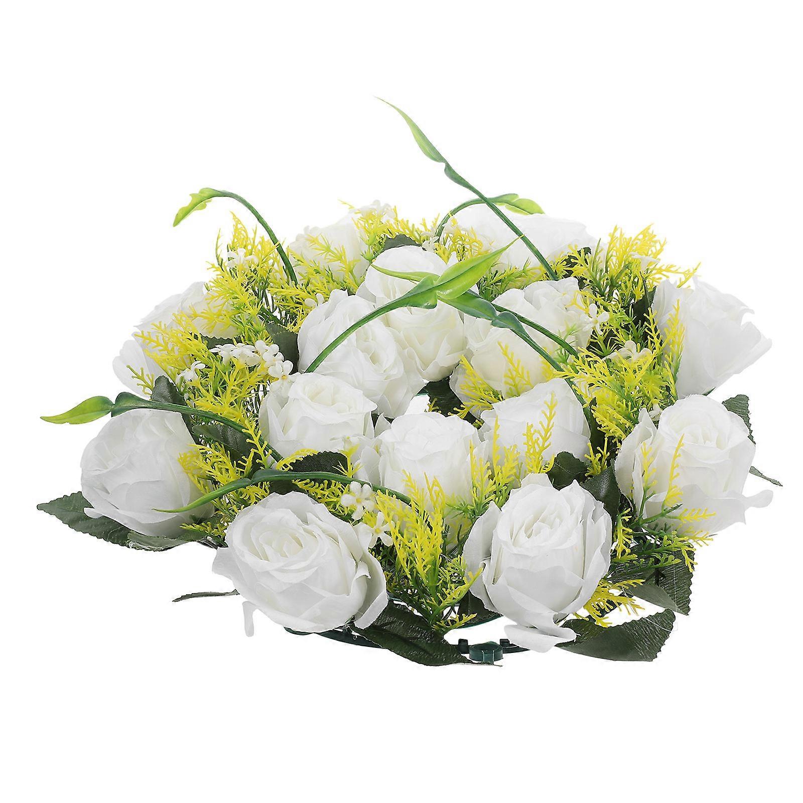 Artificial Rose Candle Ring Floral Wreath for Wedding Table