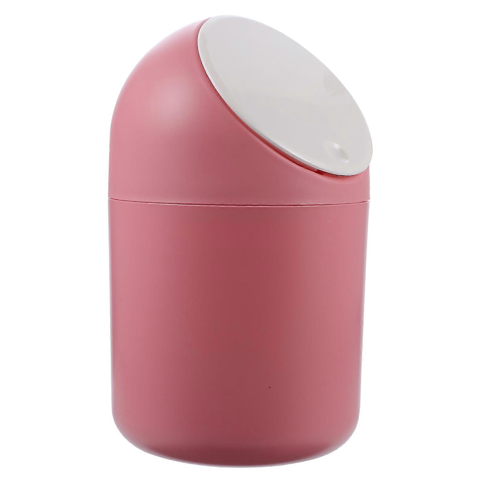 Lovely Pink Desktop Garbage Bin Plastic Trash Can for Storage Use 2Pcs