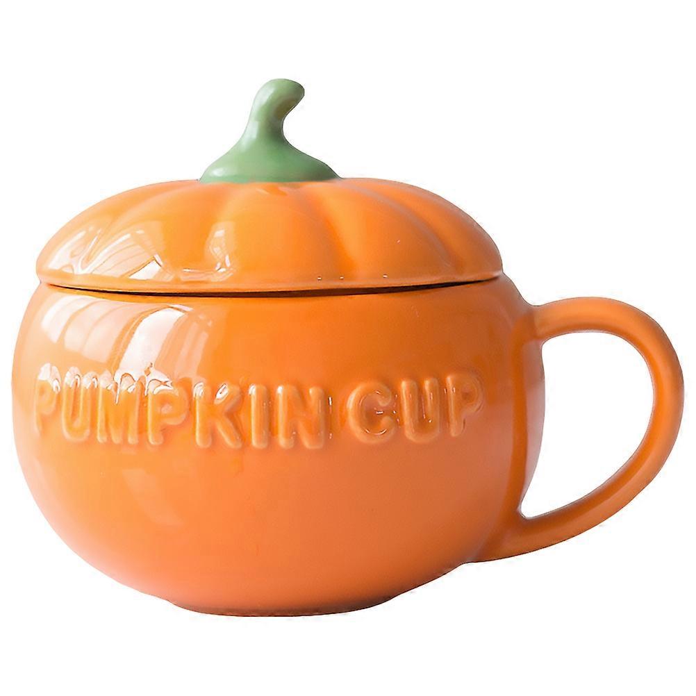 Creative Pumpkin Shape Ceramic Cup for Coffee 1Pcs Orange