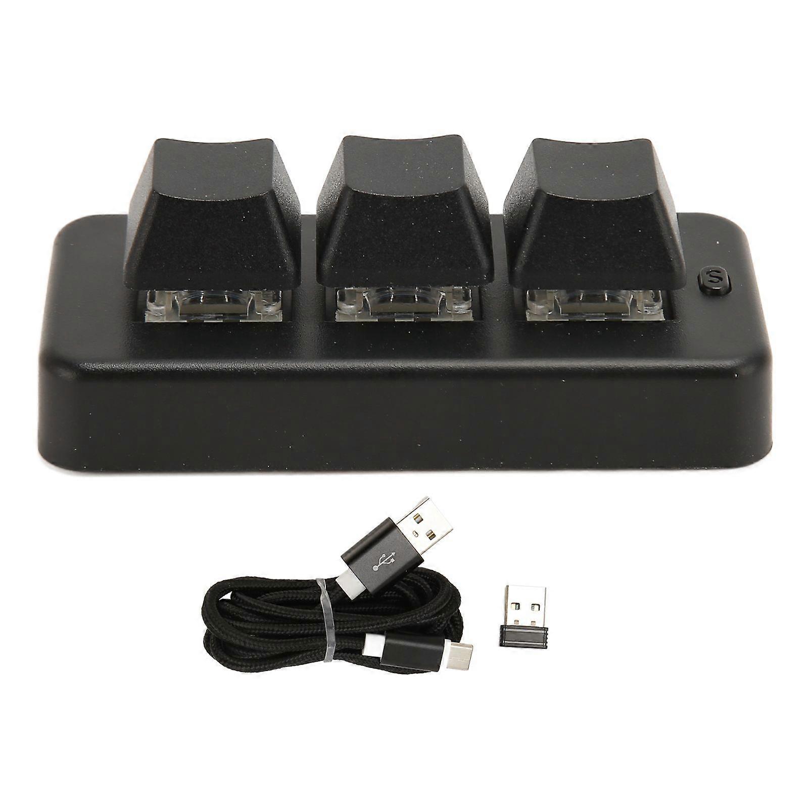 3 Key Mini Keypad 3 Mode USB Wireless 2.4G Bluetooth HID Programming Blue Switch Mini Macro Mechanical Keyboard