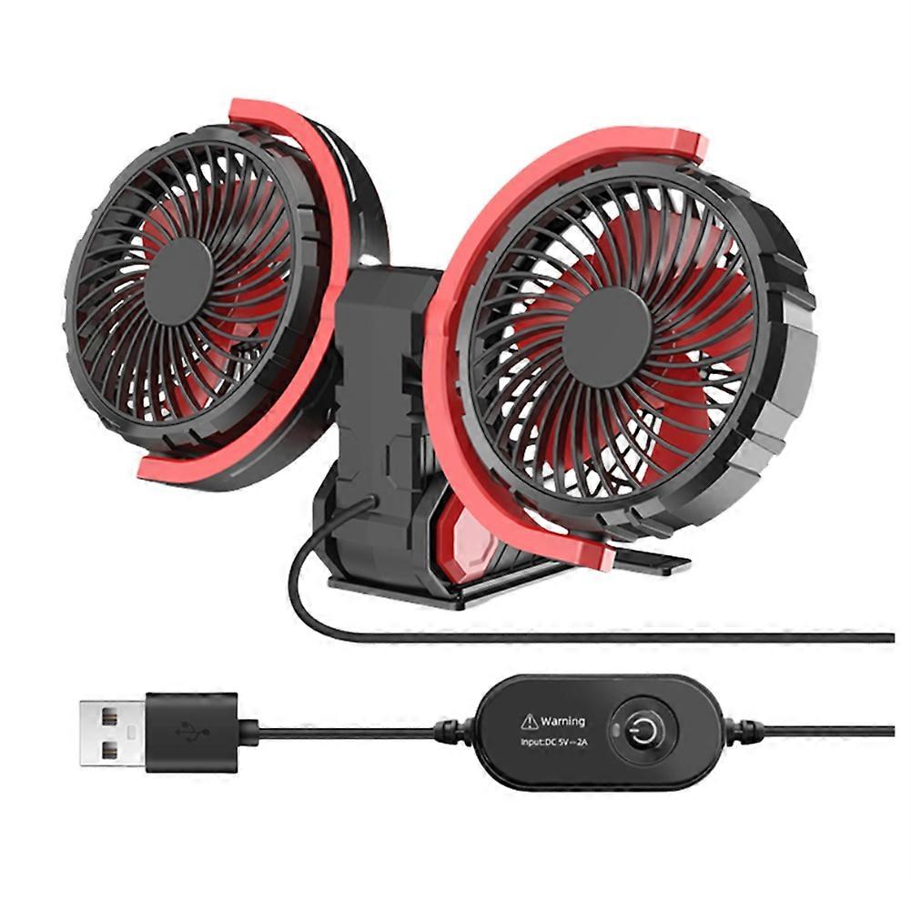 Car Double Head Fan Adjustable 3 Mode Auto Cooler Portable Dashboard