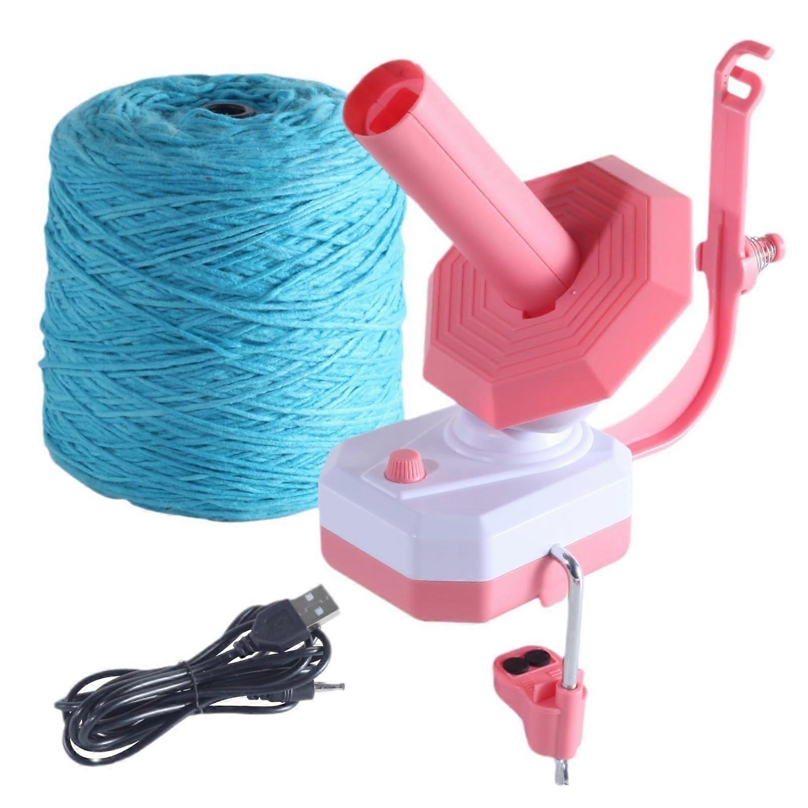Yarn Ball Winder USBPowered for Wool, MultiFunctional Yarn Spinner for Yarn Organization, Pink