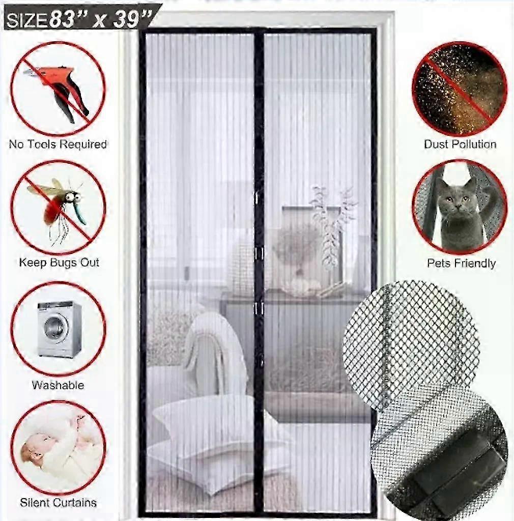 Insect Screen Door With Magnetic Closure And Velcro Fastening 80x210 Cm