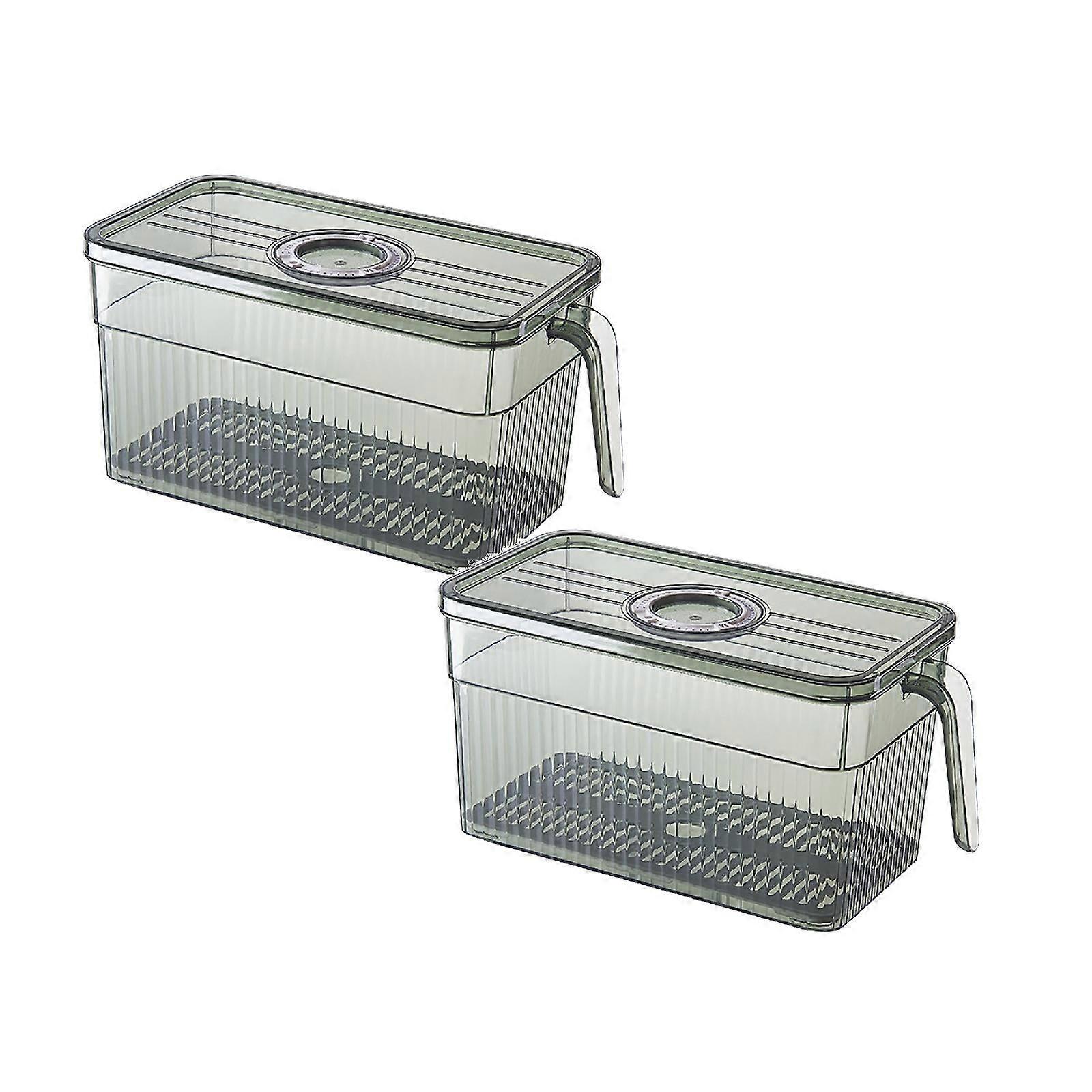 Stackable Airtight Kitchen Storage Baskets with Handle, Compatible with Refrigerator & Counter, Bread Box, 2 Sizes, 2 Colors - 2PCS