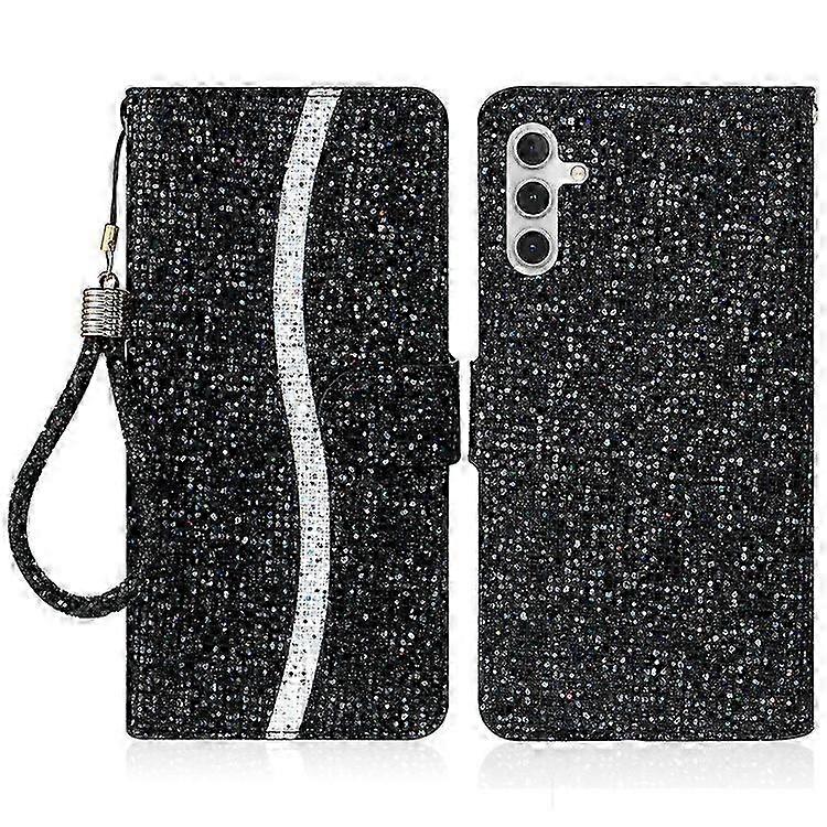 Galaxy S24 Case Wallet PU Leather Glitter Protective Phone Cover
