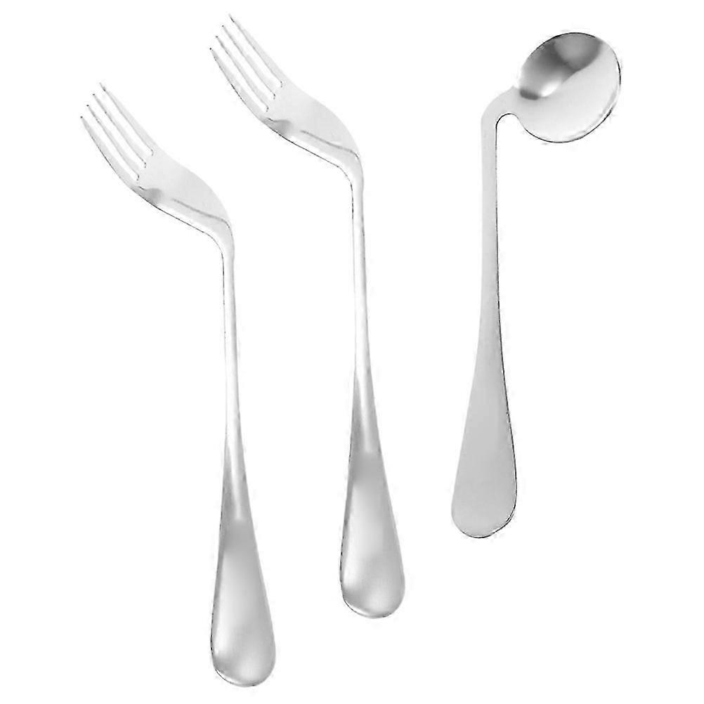 Feeding Angled Spoon and Fork Set for Elderly 1Set Ergonomic Lightweight Utensils
