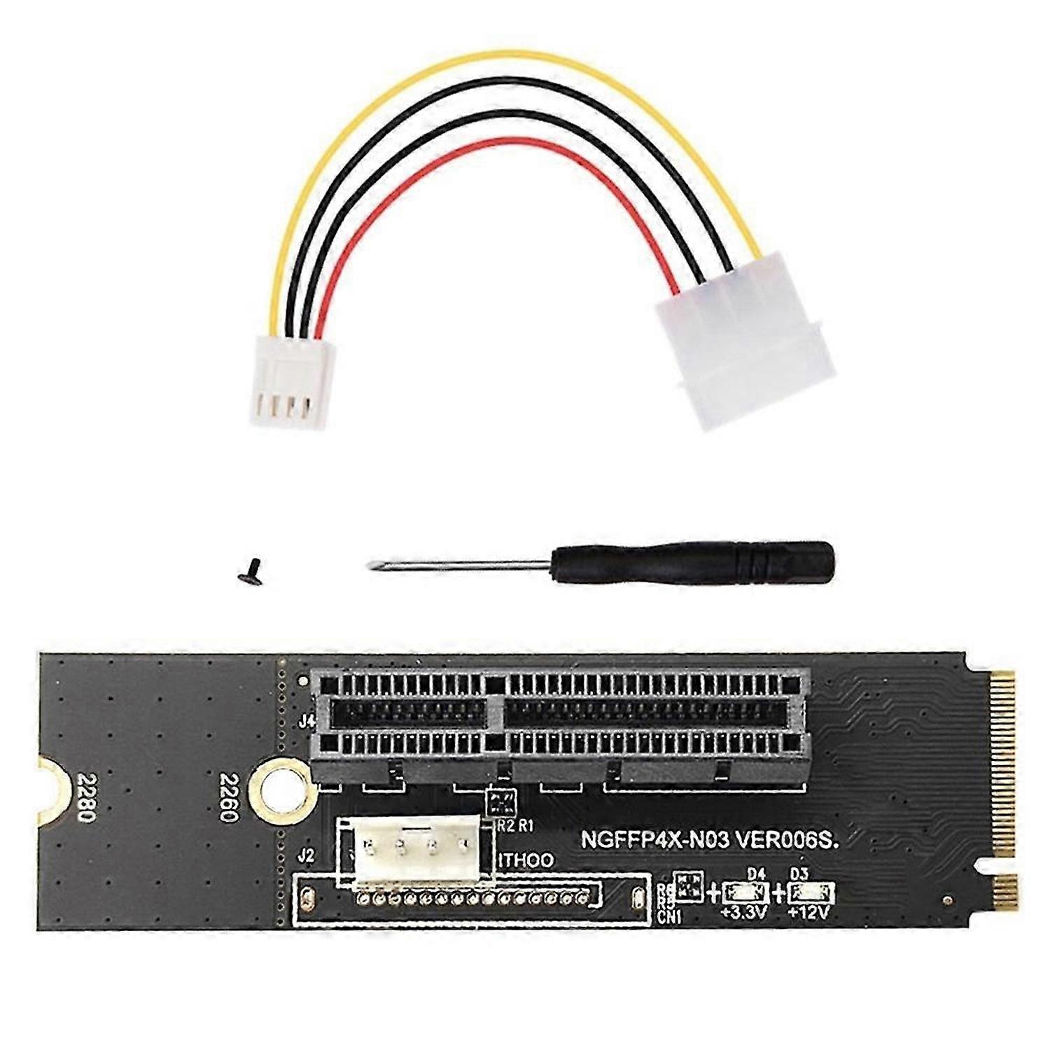 NGFF M2 to PCI-E 4X X1 Slot Riser Card M2 Key M to PCI Express X4 Adapter with LED Indicator for Min