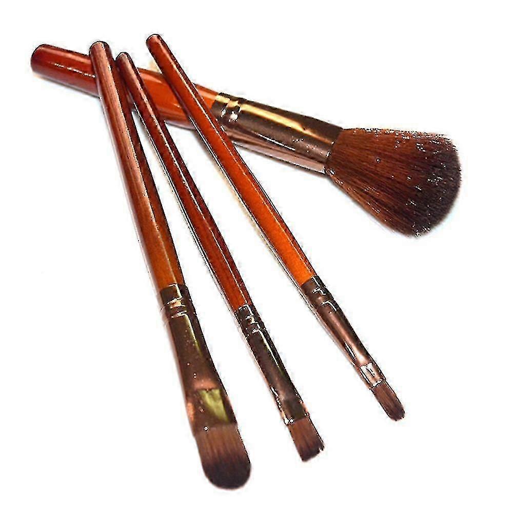 2025 Compact 4-Piece Makeup Brush Set for Foundation, Blush & More