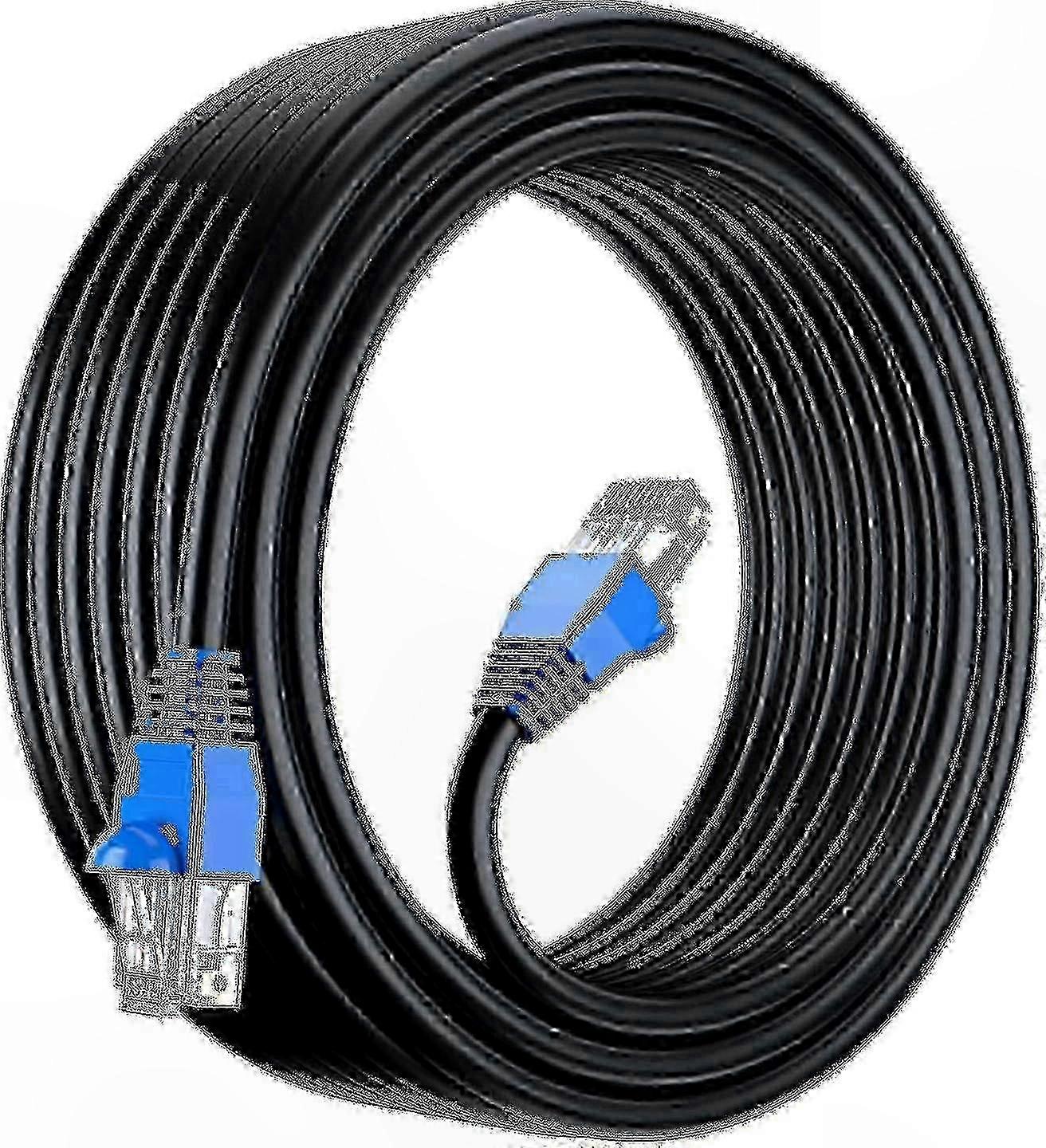 50m Outdoor Waterproof Ethernet Cable, Cat6 UTP CCA 550MHz, Black, Direct Burial Network Wire for External Use