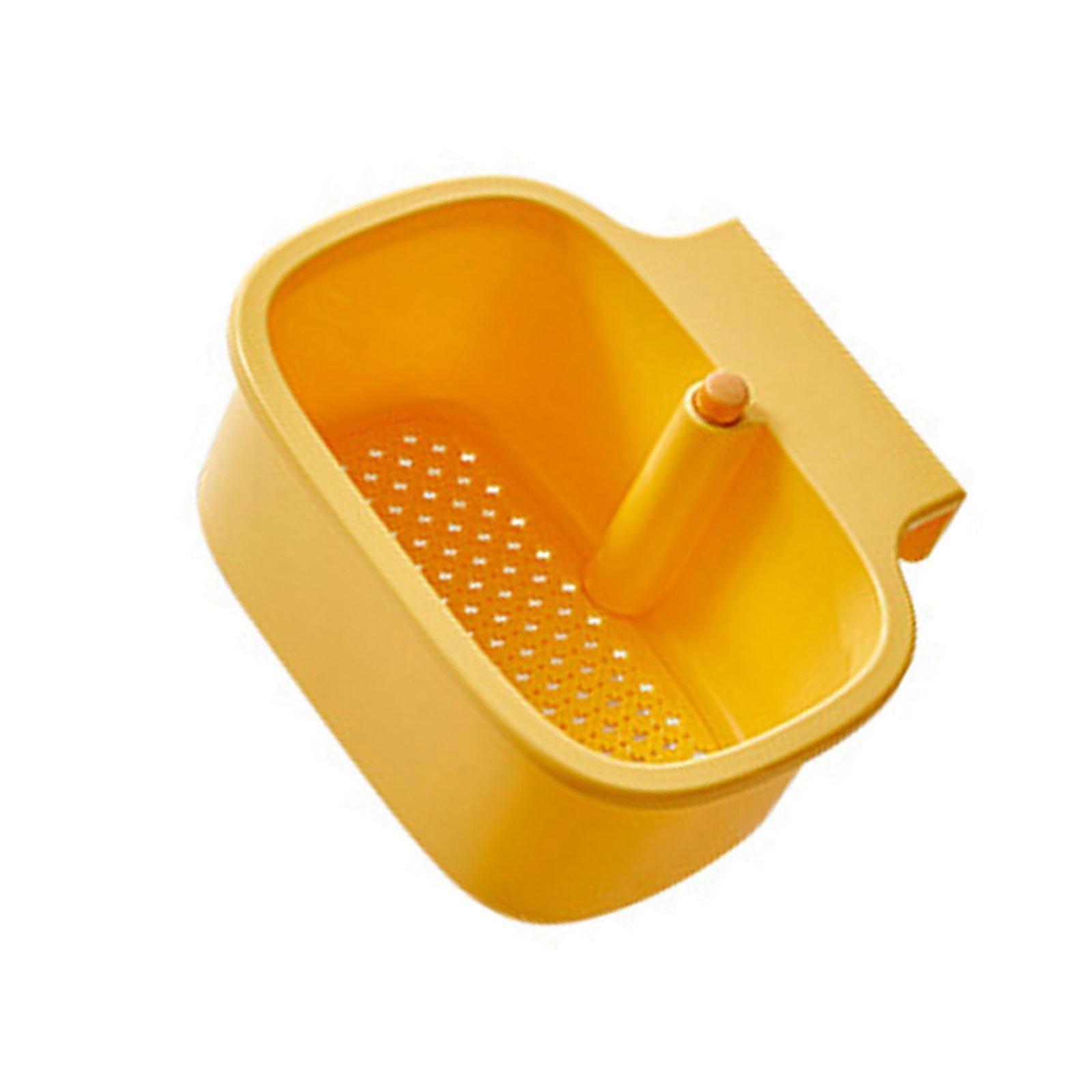 Hanging Sink Strainer With Push Button Drain System Fine Grids Filter Designs Space Saving Kitchen Tool Drying Rack  Yellow