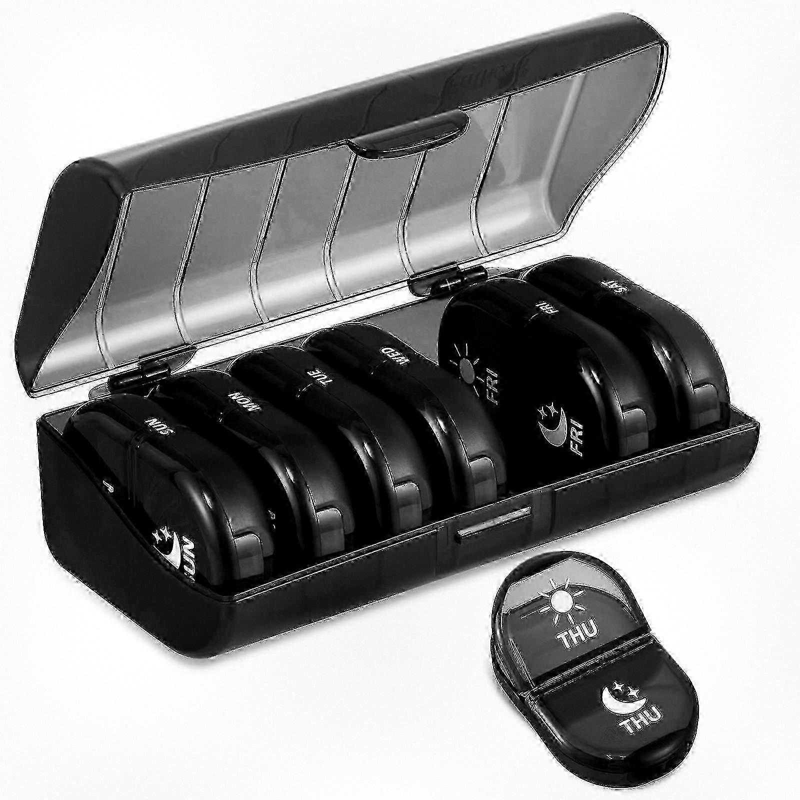 Improved Weekly Pill Organizer for Medication Management - 7 Days Portable Container