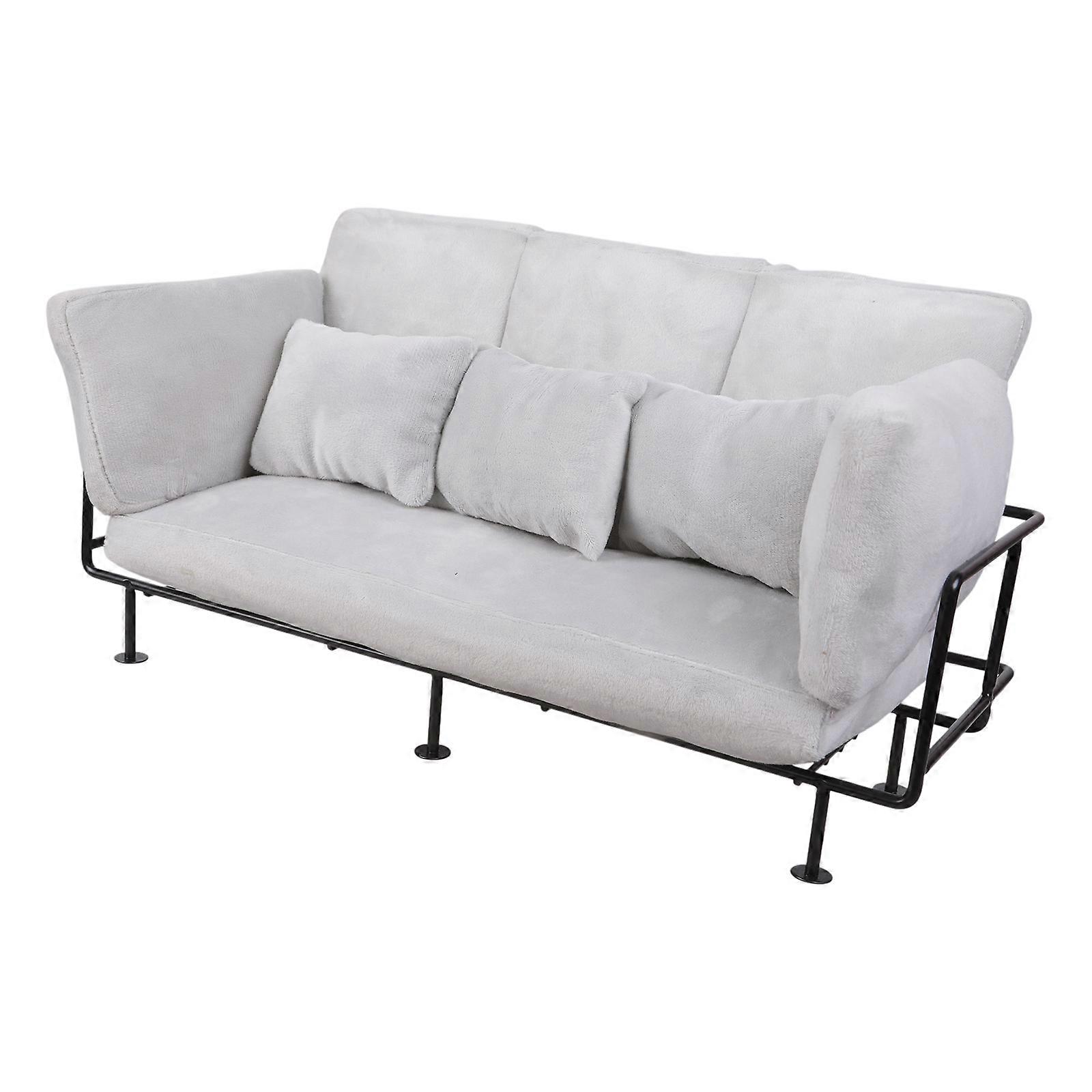 1/6 Scale Doll House Furniture Sofa Scene Display Accessory With Detachable Iron Framework And Space Saving Design  White