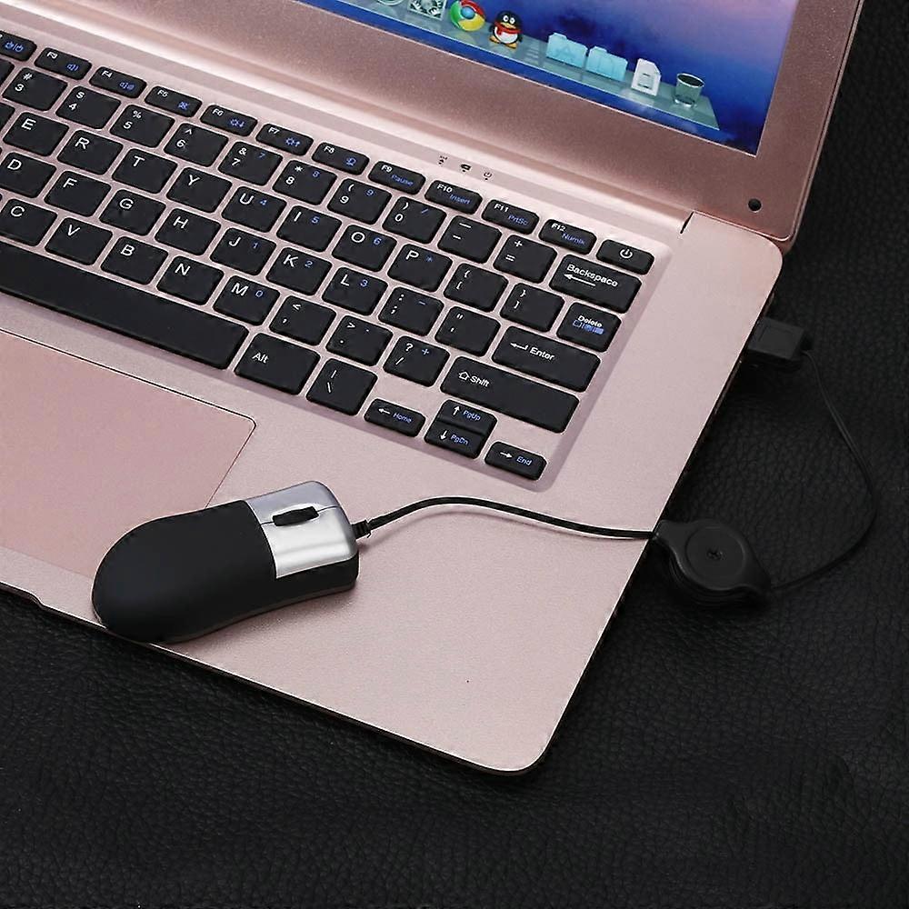 Mini Retractable USB Optical Scroll Wheel Wired Mouse For Laptop Notebook PC