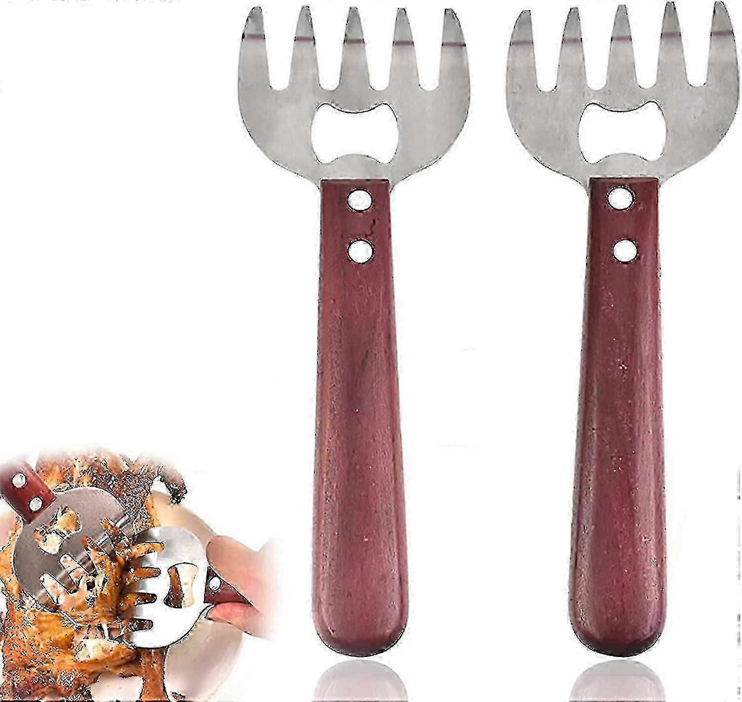 Stainless Steel Meat Shredder Bear Claws Claw Separator Meat Separating Tool Barbecue Claws Barbecue Meat Claws Suitable For Pork With Corkscrew2 Edit