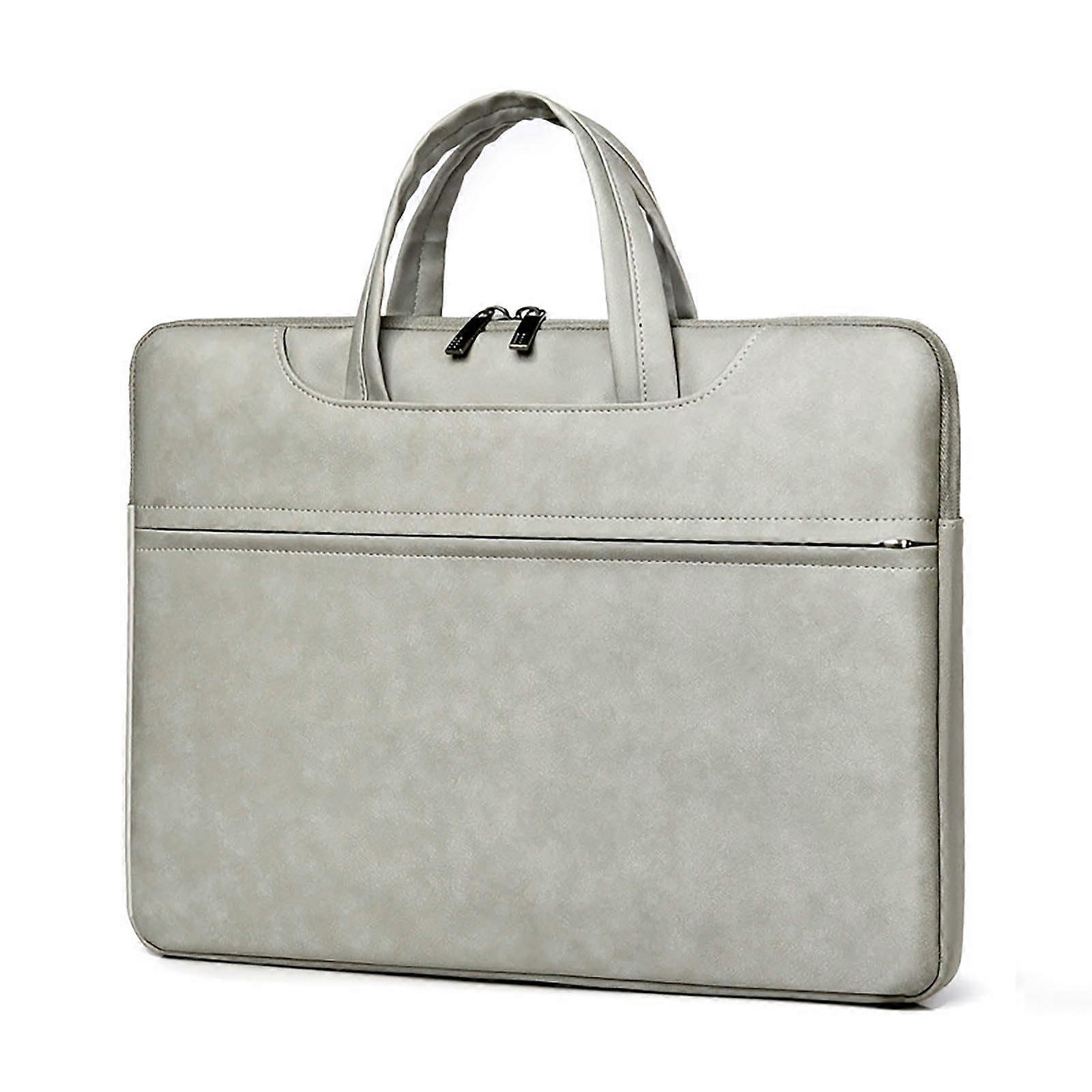 Unisex Computer Bag With Zipper Light Gray 33x24x3 Cm 12.9x9.4x1.1 In Casual Professional Style Handbag