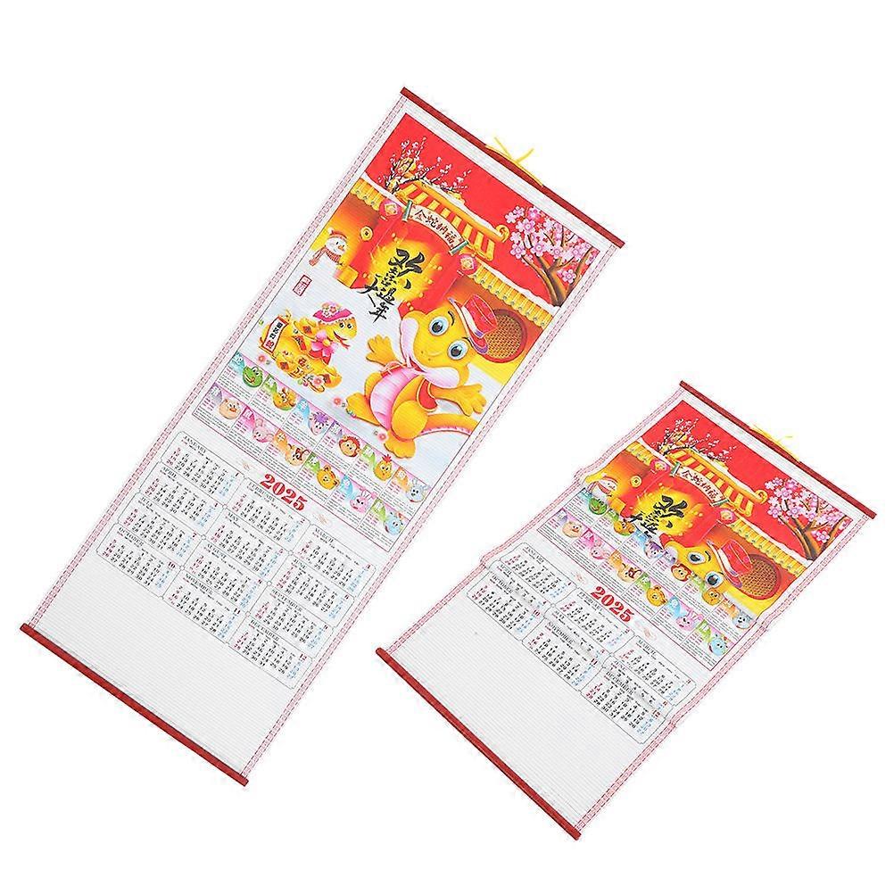 Year of The Snake Calendar Chinese Hanging Calendar with Lunar Dates 2Pcs