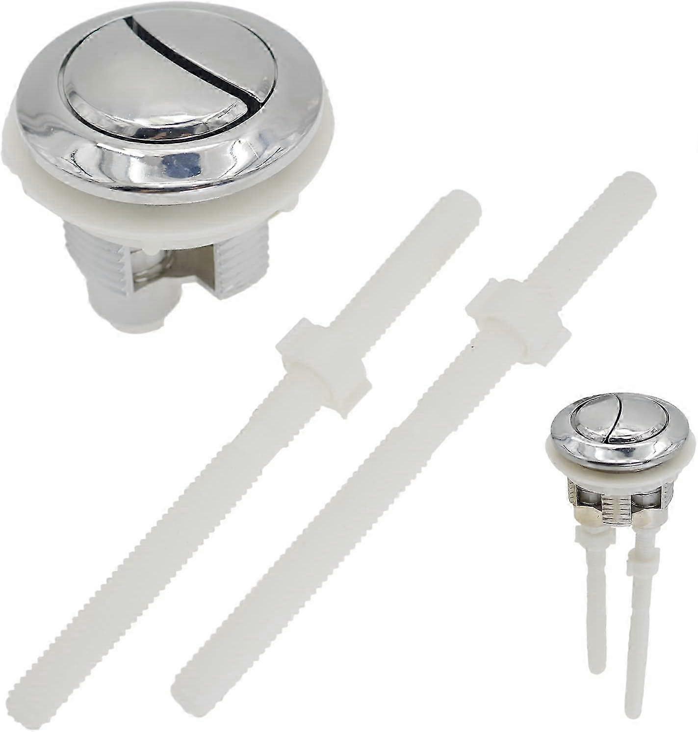 2 Pack Plastic Chrome Toilet Tanks,38mm Round Dual Push Toilet Flush Button
