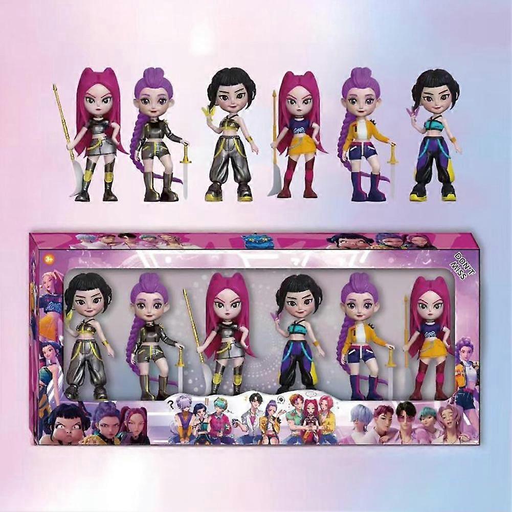 6 action figure K-POP Demon Hunter - Set di adorabili bambole idol coreane, statuette da collezione ideali per case delle bambole e fan