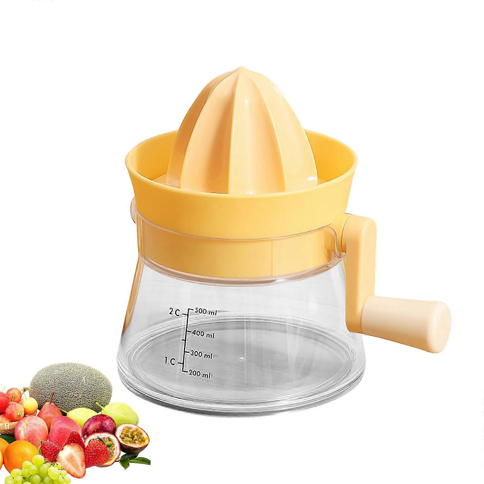 Handheld Lemon Juicer for Kitchen Portable Juice Extractor with Ergonomic Handle Hand Operated Citrus Squeezer  Yellow