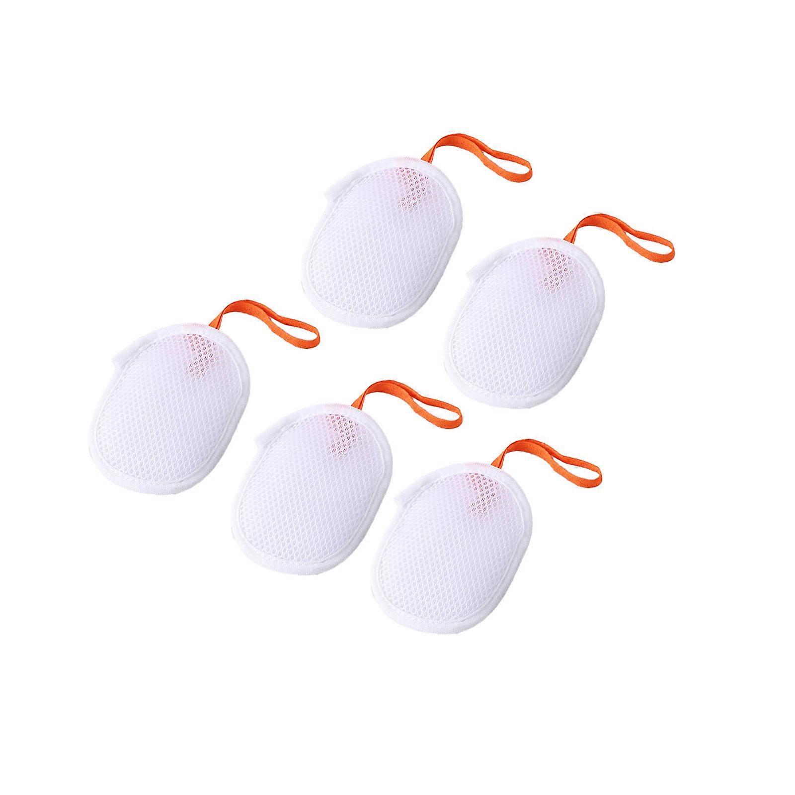 Multipurpose Bath Foam Net Storage Bag Washes Disperses Soap Efficiently Bubble Helper For Skin Caring Daily Use 5PCS  White
