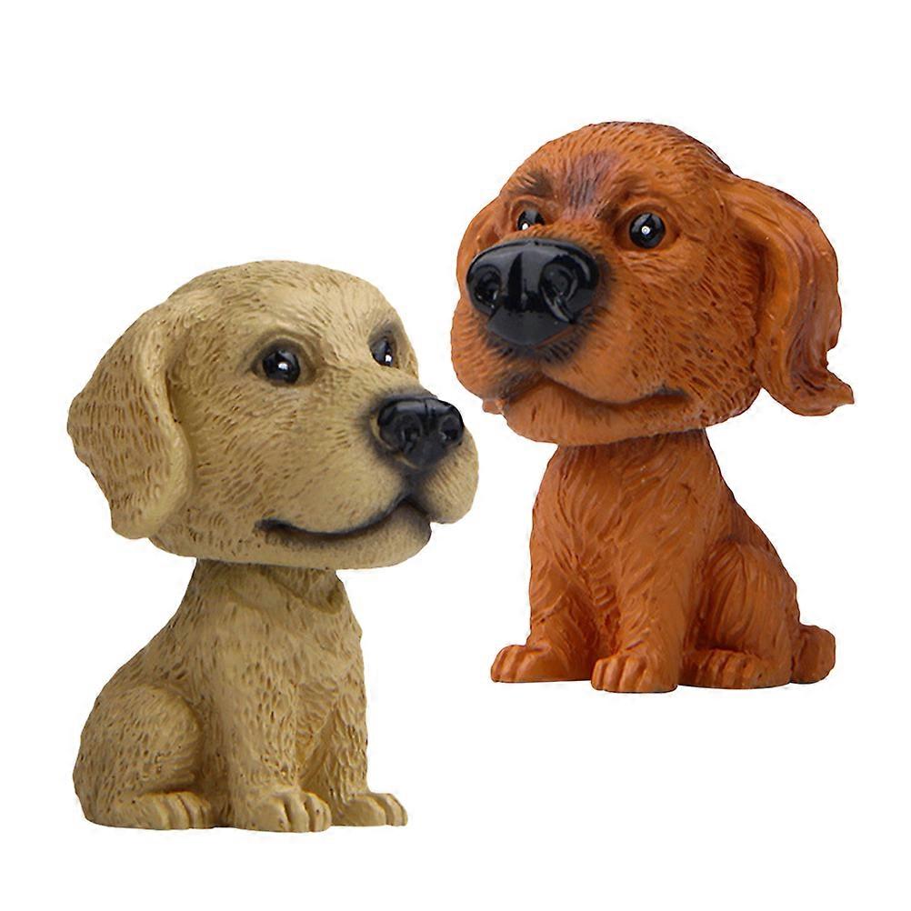 Lovely Bobblehead Dog Model for Car Dashboard Decorative 2Pcs Resin Statue