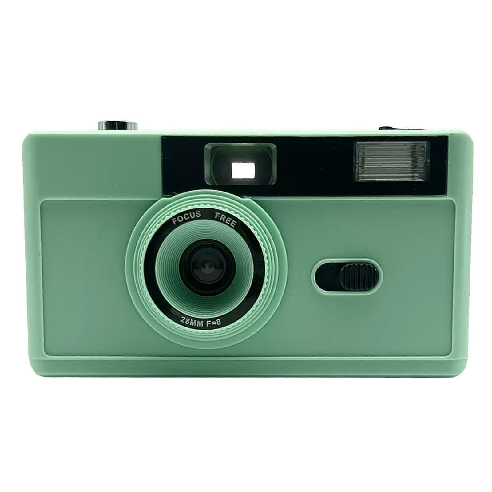 Vintage 35mm Film Camera with BuiltIn Flash, Reusable Retro Design for Travel and Beginners Green
