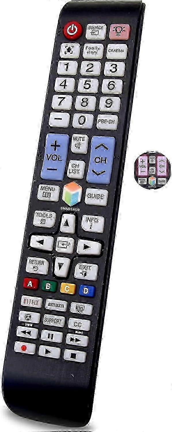 Samsung Backlit TV Remote Control Replacement for All Samsung LED Smart TVs with Netflix Prim Video Smart Hub Button 1012 szrh21