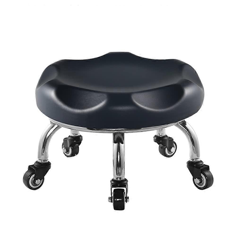 Modern Round Rolling Stool With Universal Swivel Caster Wheels HeavyDuty Home Use Pottery Making Black
