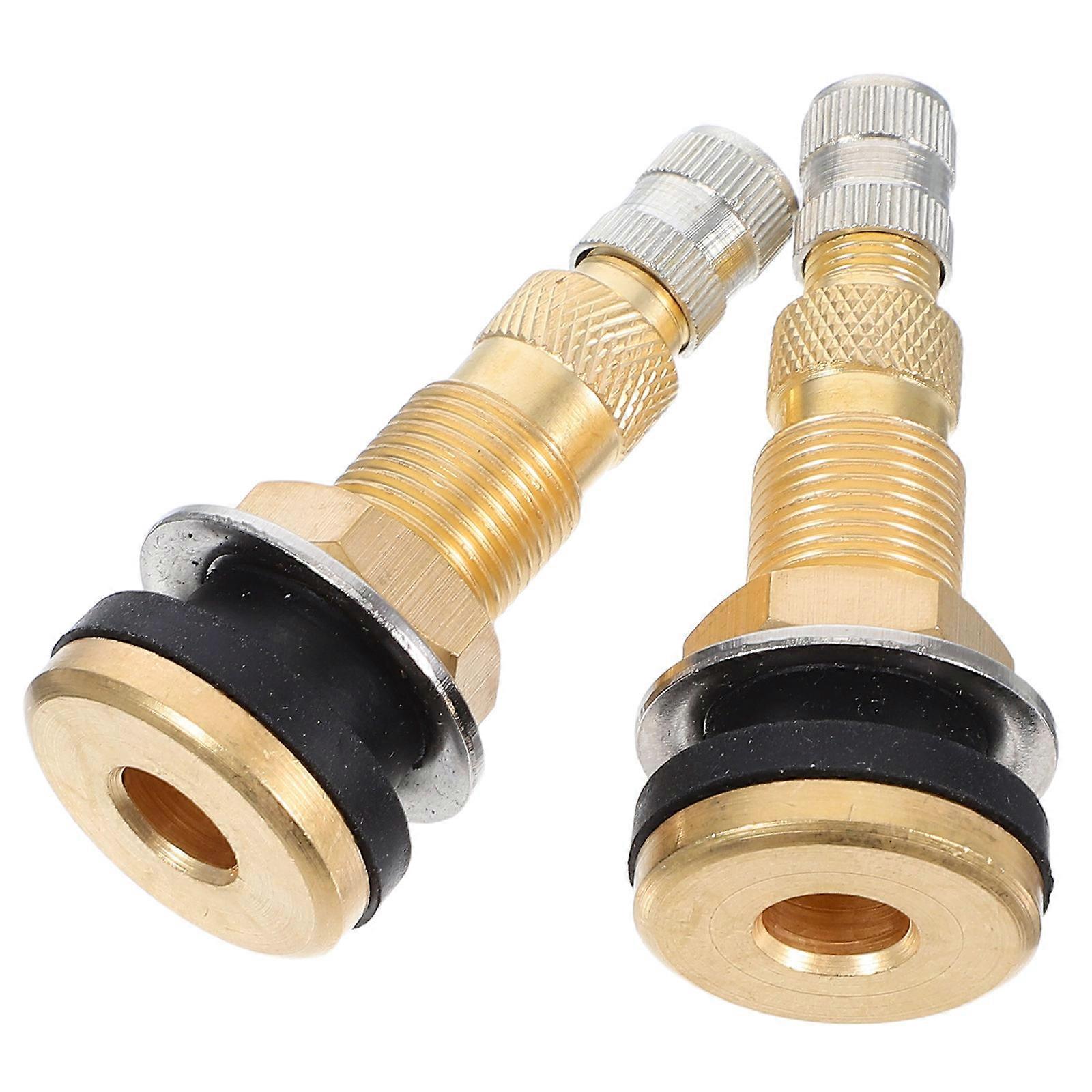 Sturdy Brass Valve Stem Heavy Duty Design For Tubeless Trucks Tractors Farm Construction Loaders Rollers 2Pcs