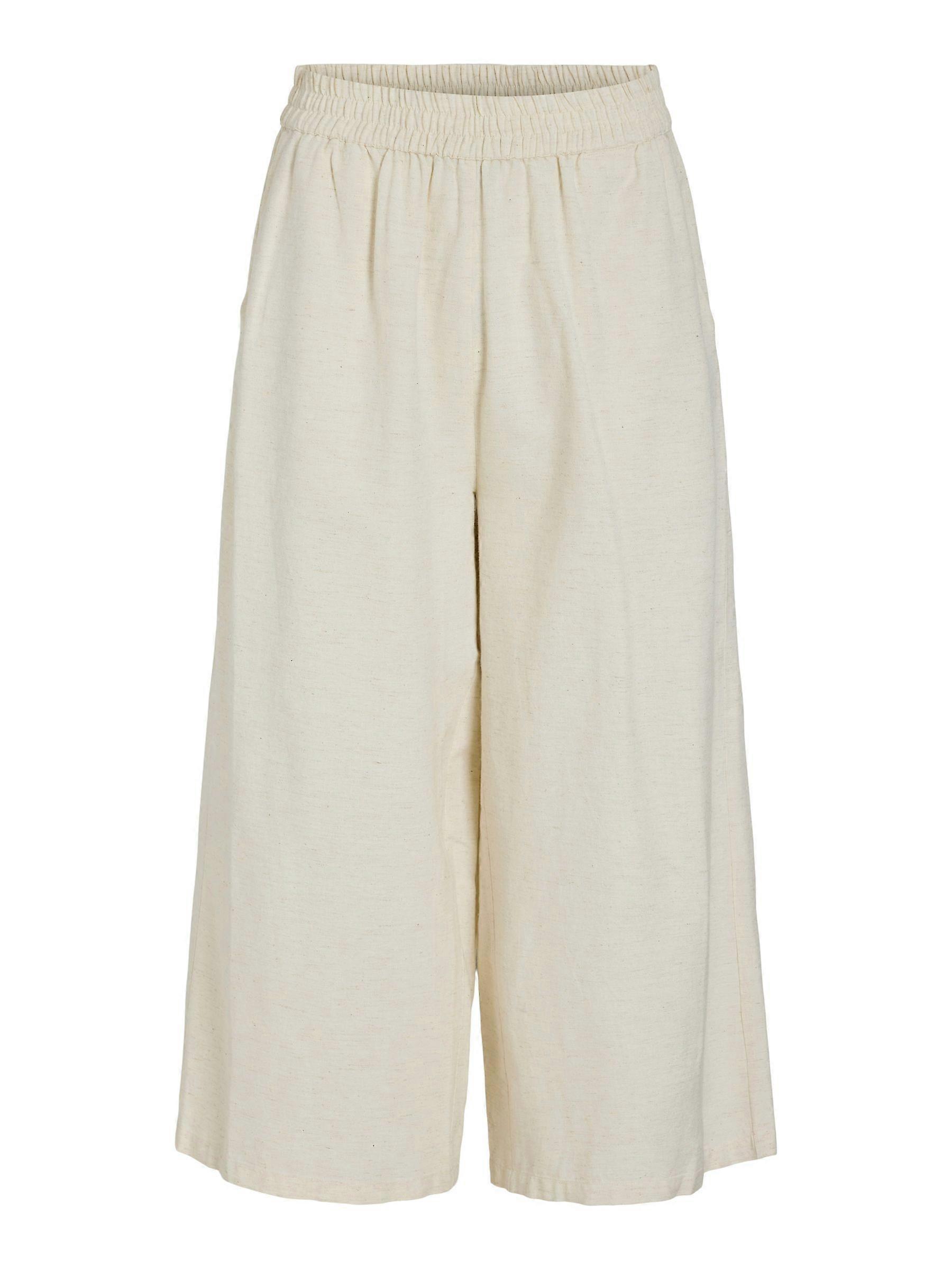 Pantaloni Donna Culottes Palazzo con Elastico in Vita e Gamba Larga