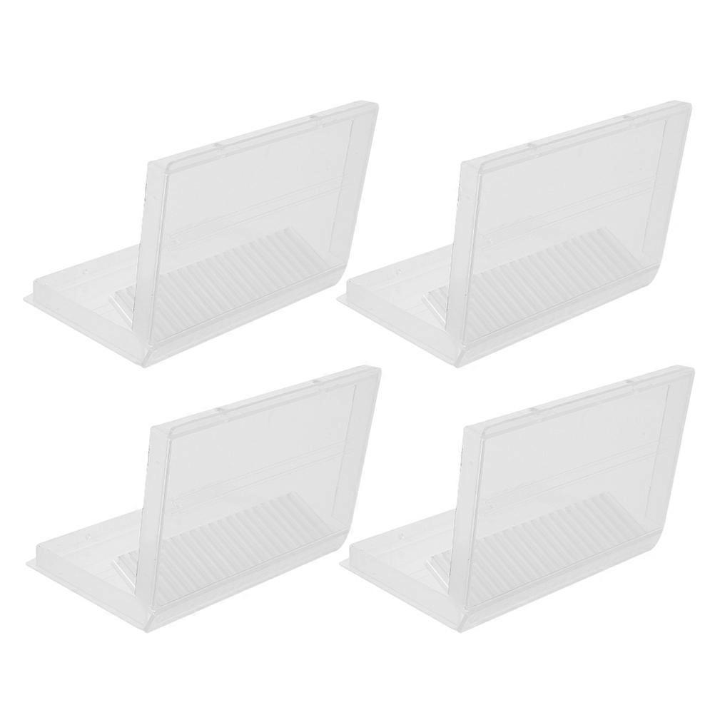 Manicure Drill Bit Storage Box Transparent Organizer for 4Pcs Nails