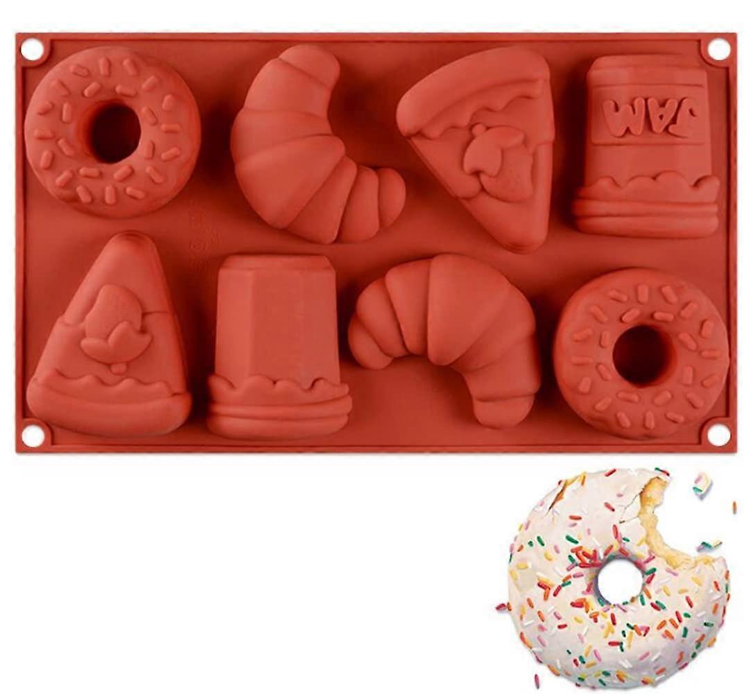 Silicone Donut Mold Set of 2, Nonstick Heat Resistant Baking Pans with 7 Unique Shapes