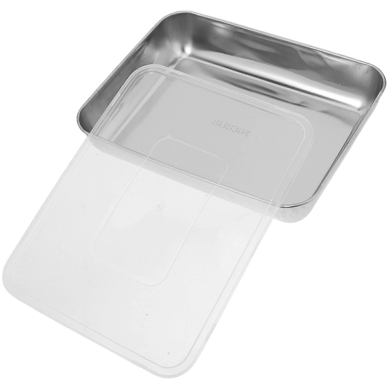 Silver Rectangle Baking Pan Stainless Steel for Baking Use with Silicone Lid