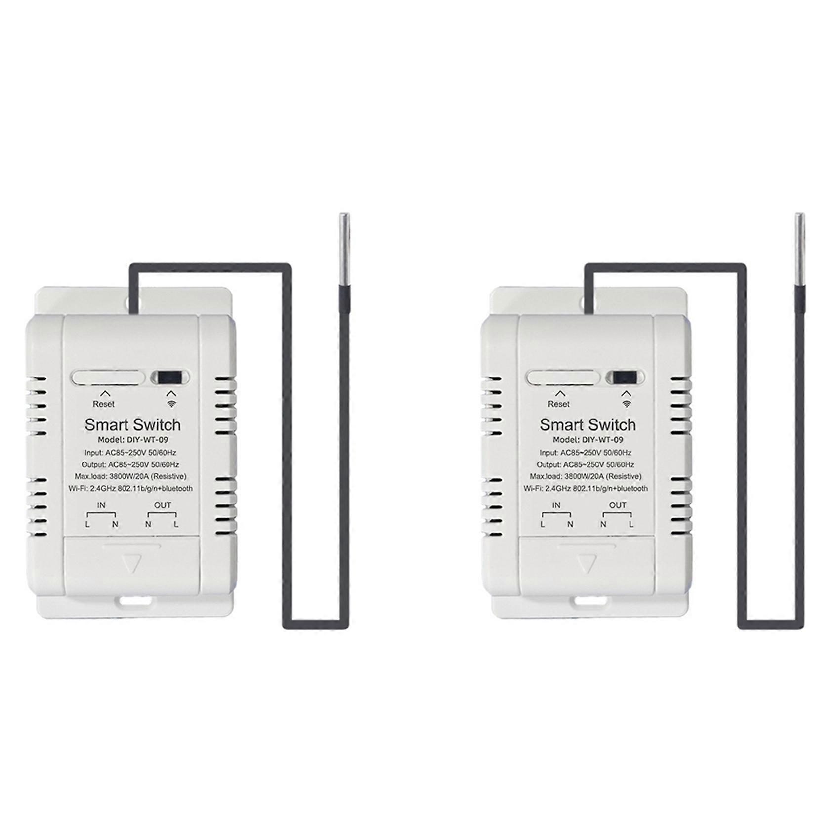 2X Ewelink Smart Temperature Switch WIFI 20A with Temperature Sensor Real-Time Temperature Monitoring for Fish Tank Room