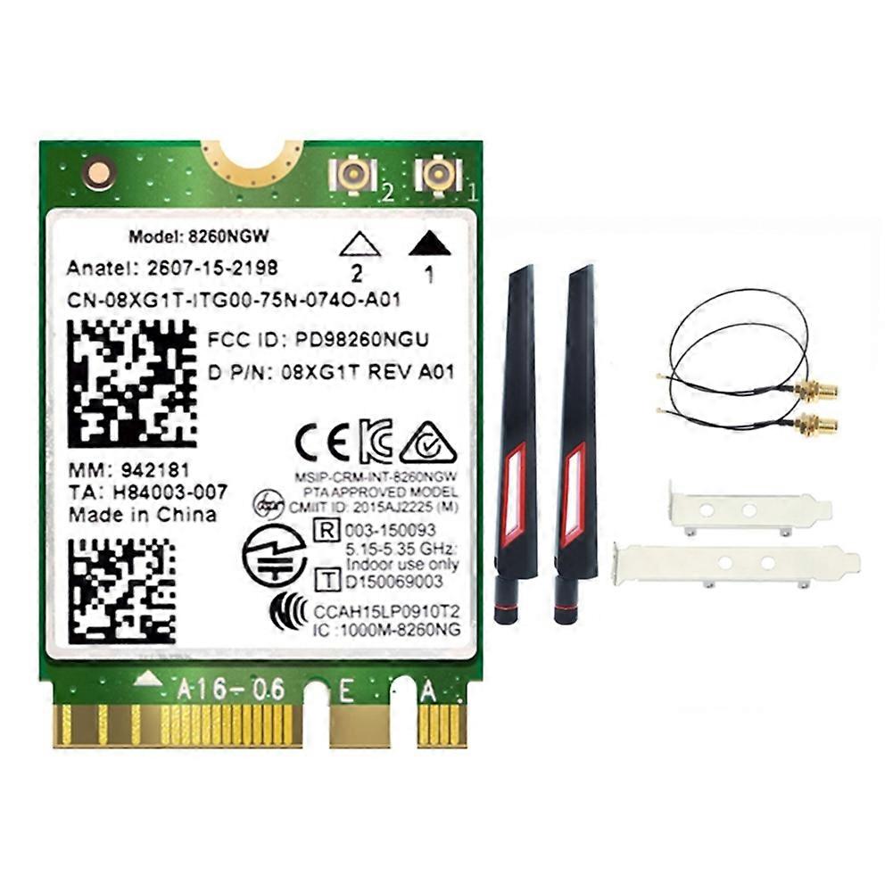 8260 8260NGW WiFi Card+2X10DB Antenna Dual-Band 2.4G/5Ghz 867M BT4.2 AC8260 NGFF M.2 WiFi Wireless Card Module 802.11AC