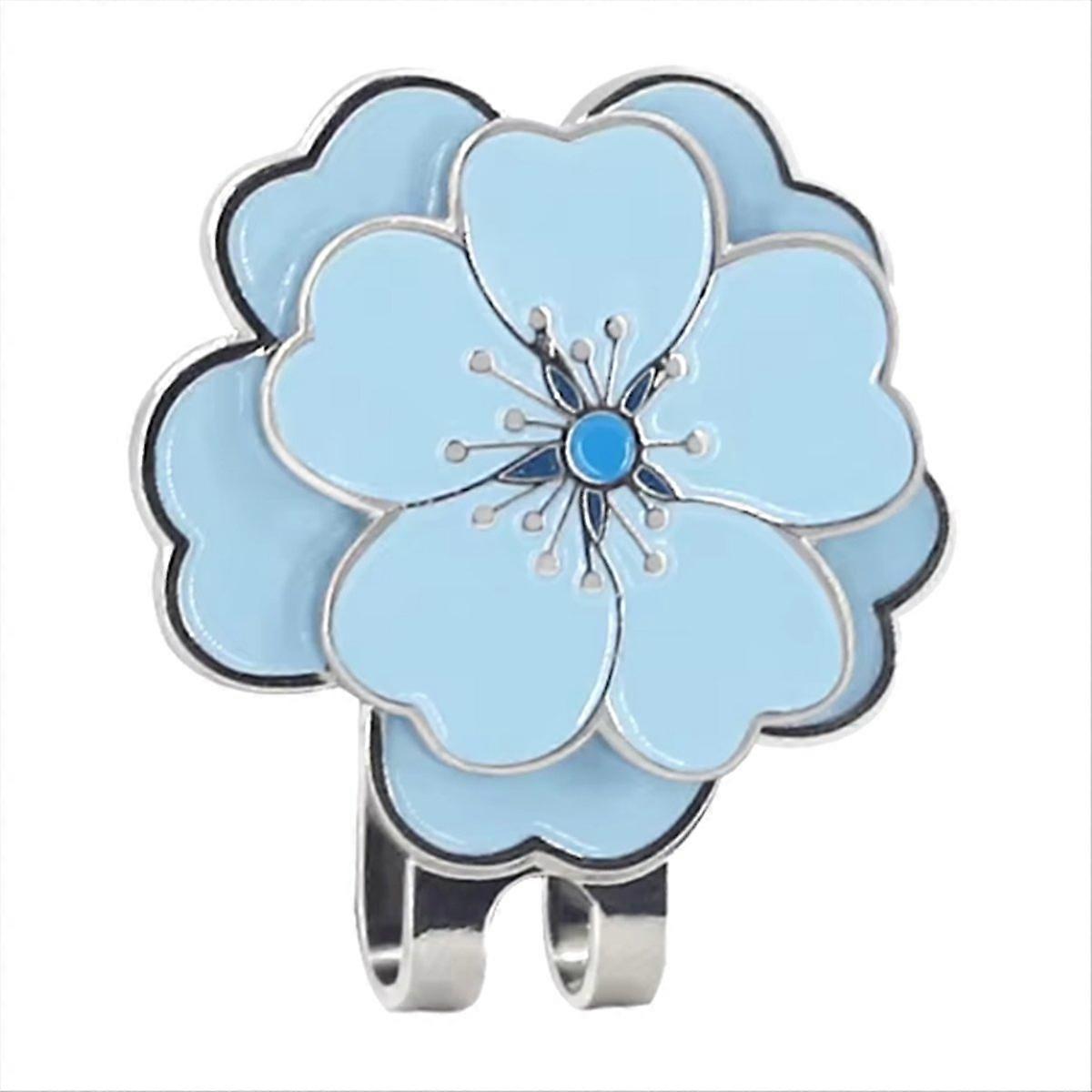 Removable Yellow Flower Pattern Golf Cap Clip Blue