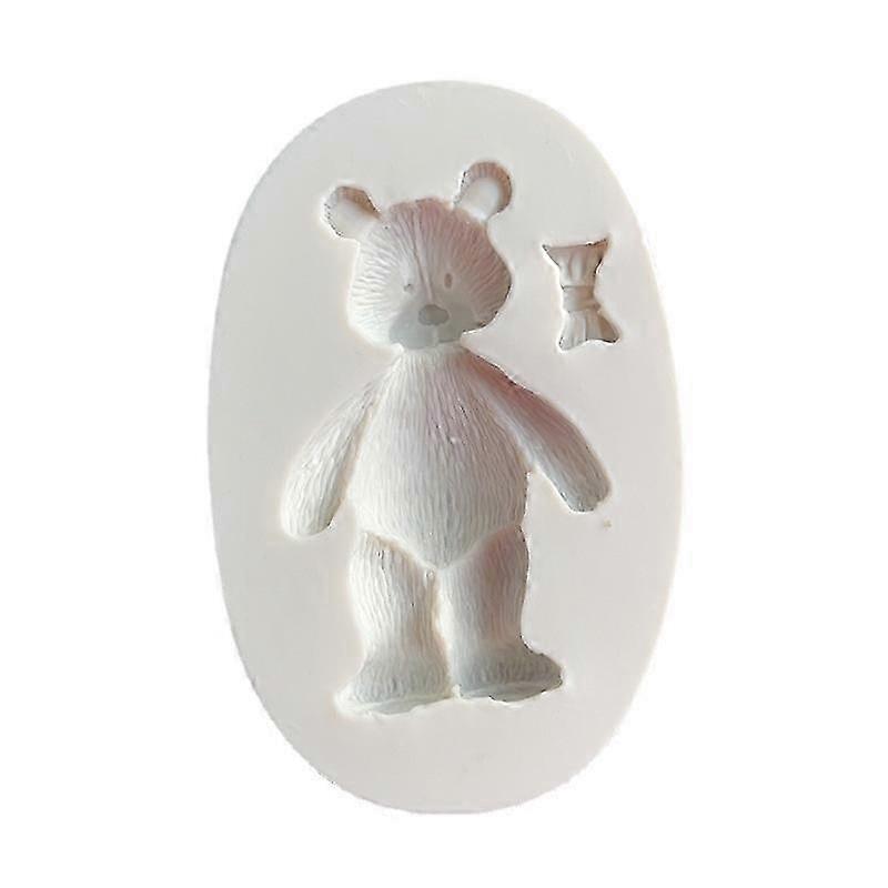 Baking mold for fondant and chocolate, silicone bear candy mold with 3D bowtie for DIY projects.