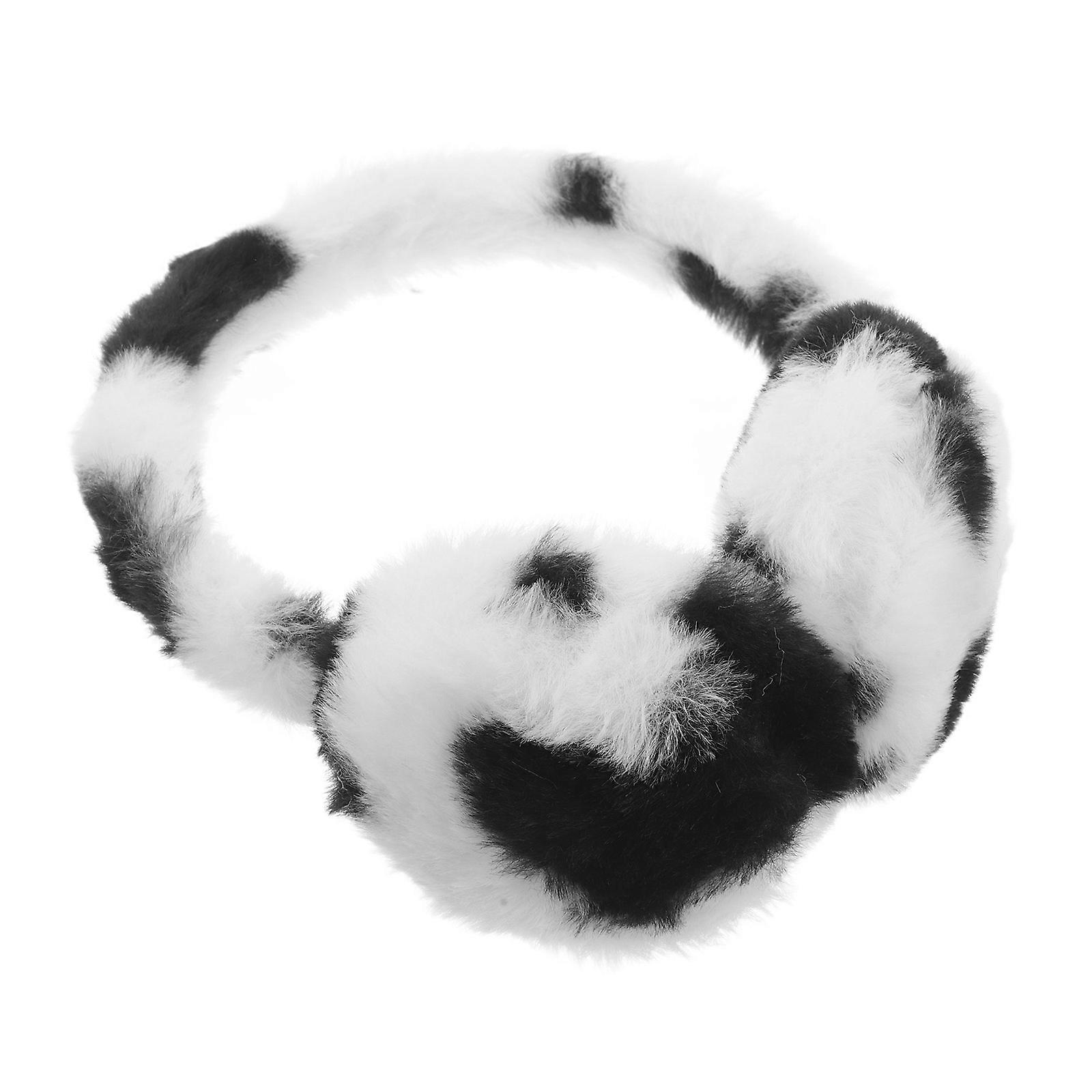 Foldable Black Ear Muffs Women for Ear Warming Soft Plush Material