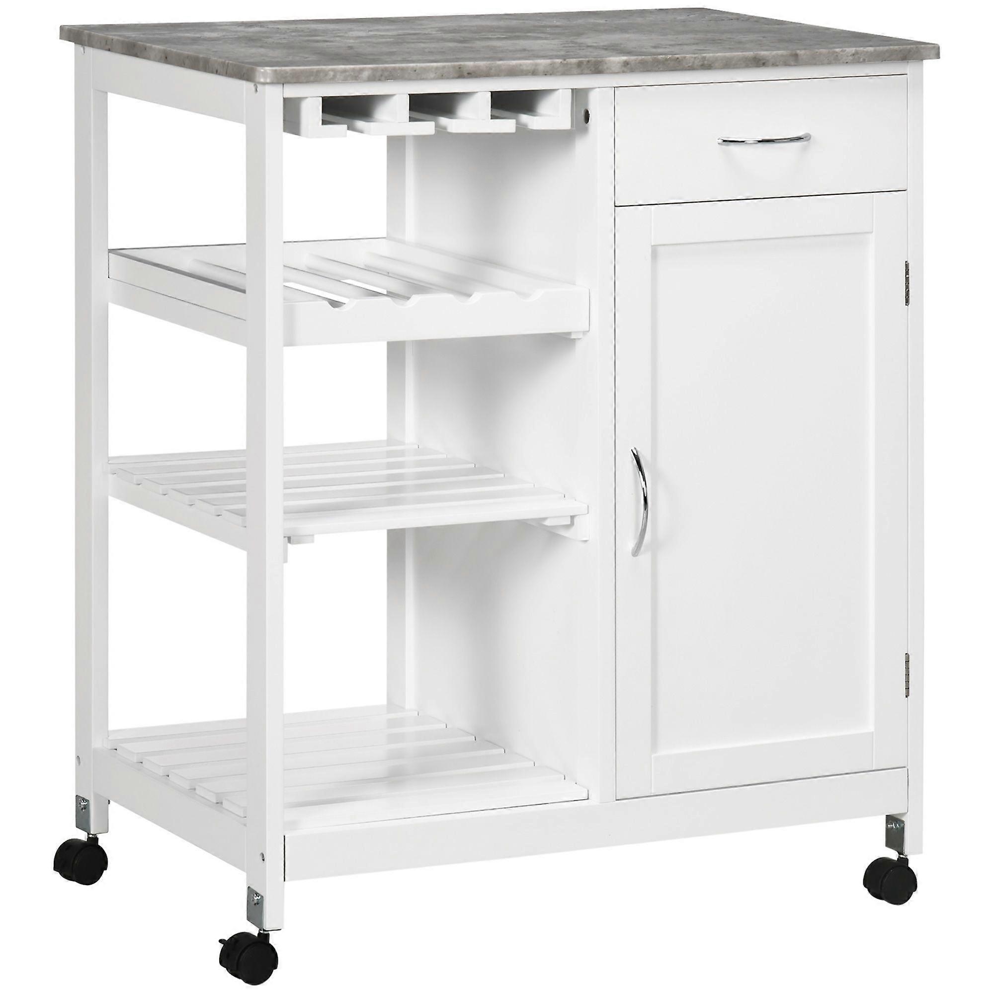 Compact Kitchen Trolley Cart with Wine Rack and Storage