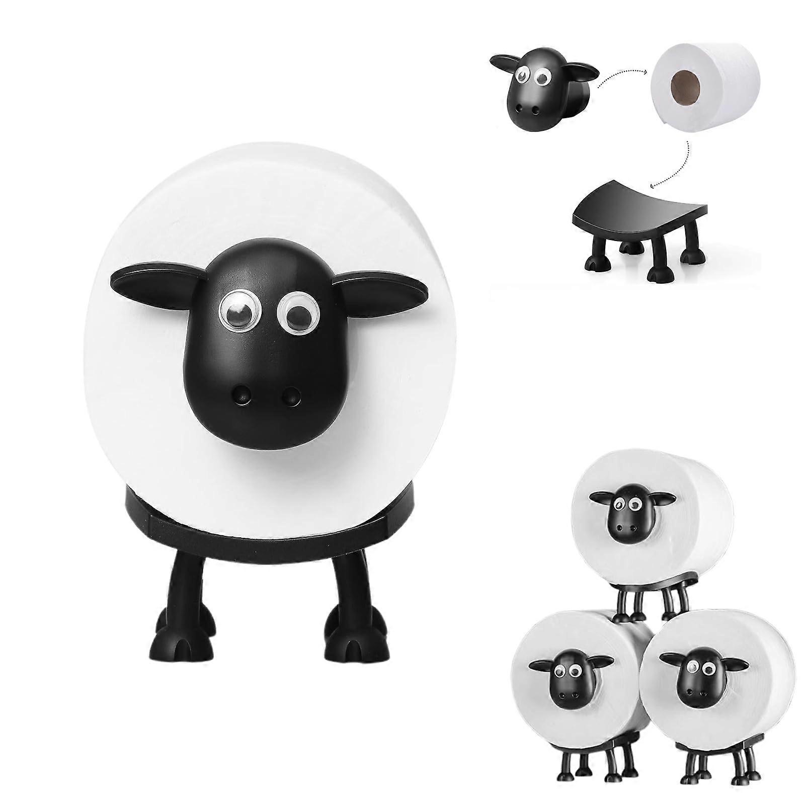 Sheep Toilet Paper Holder with Whimsical 3D Design, Funny Bathroom Decor, Black Sheep Roll Storage