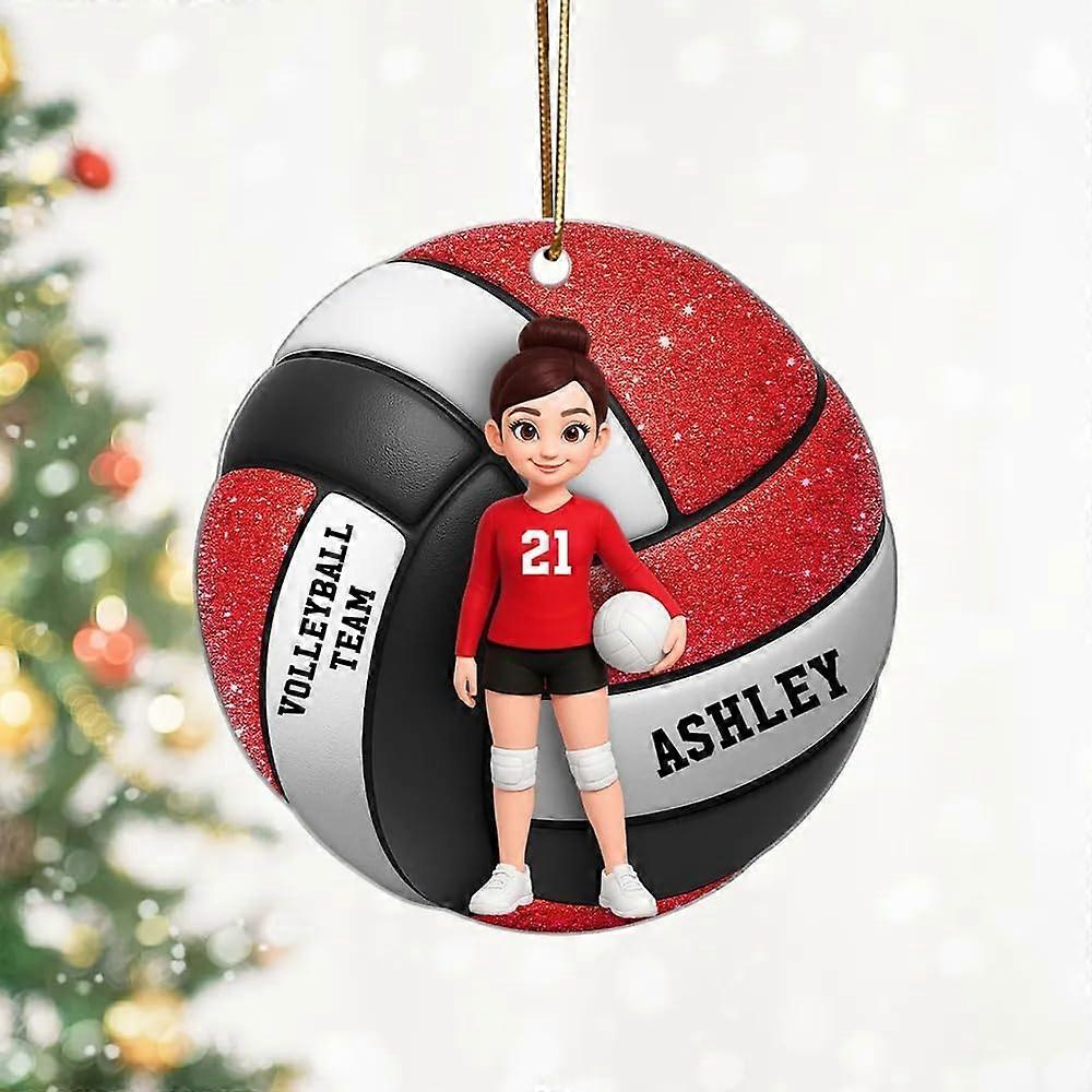 Volleyball Ornament with Custom Name and Number, Team Colors, 3D Acrylic Christmas Decor