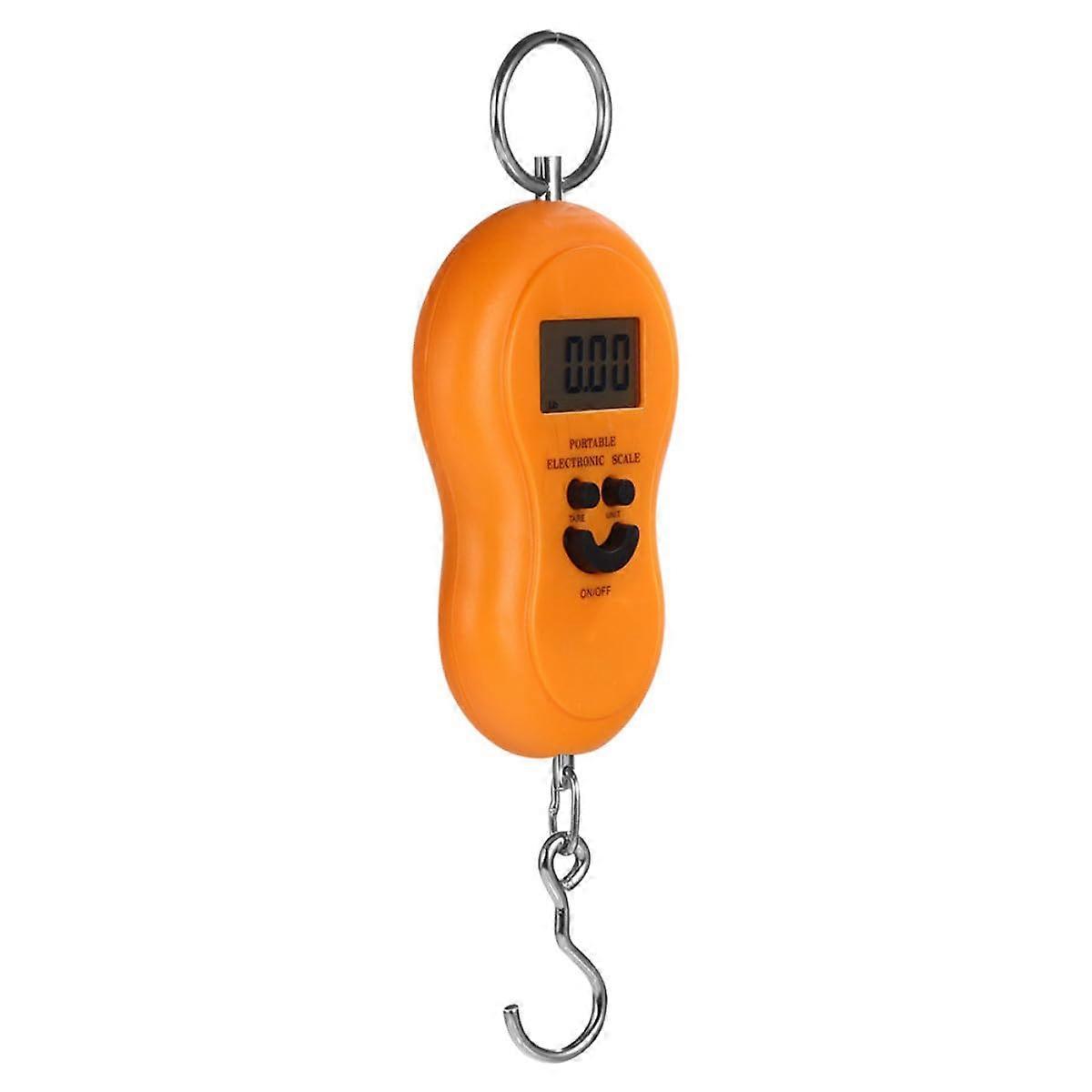 Digital Hanging Scale Compact Gourd Shape with LCD for Fishing Kitchen Orange ABS Steel Hook