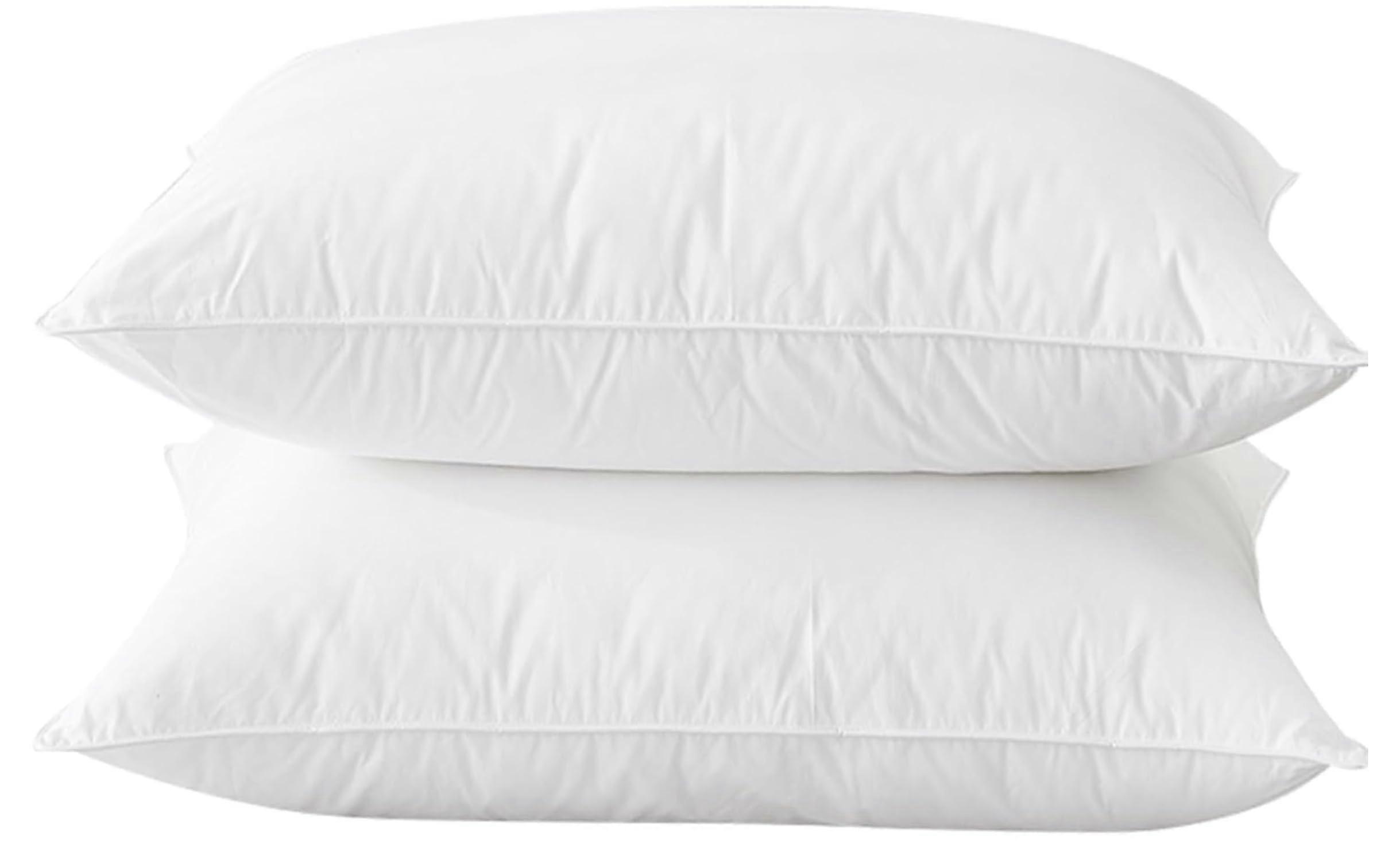 Luxury Goose Down Feather Pillows Standard Size Set of 2, Hotel Quality Comfort for Sleeping