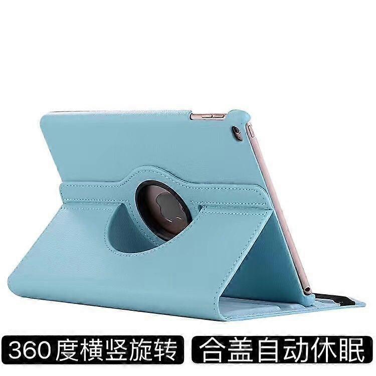 Capa elegante para iPad 2019 de 10,2 polegadas, azul celeste com textura de lichia, giratória, em couro.