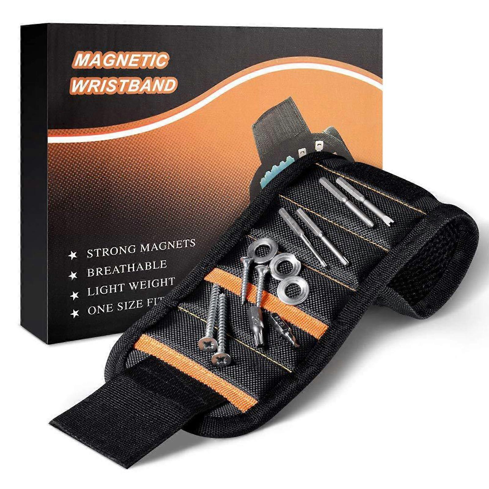 Magnetic Tool Wristband with 15 Strong Magnets for Screws Nails Drill Bits Adjustable Breathable