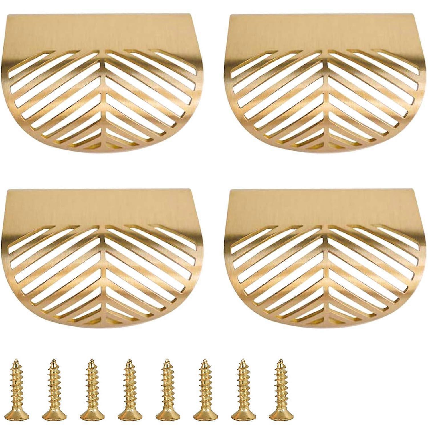 Solid Brass Cabinet Edge Pulls Brushed Gold 23/8 Inch 4 Pack for Dresser Drawers