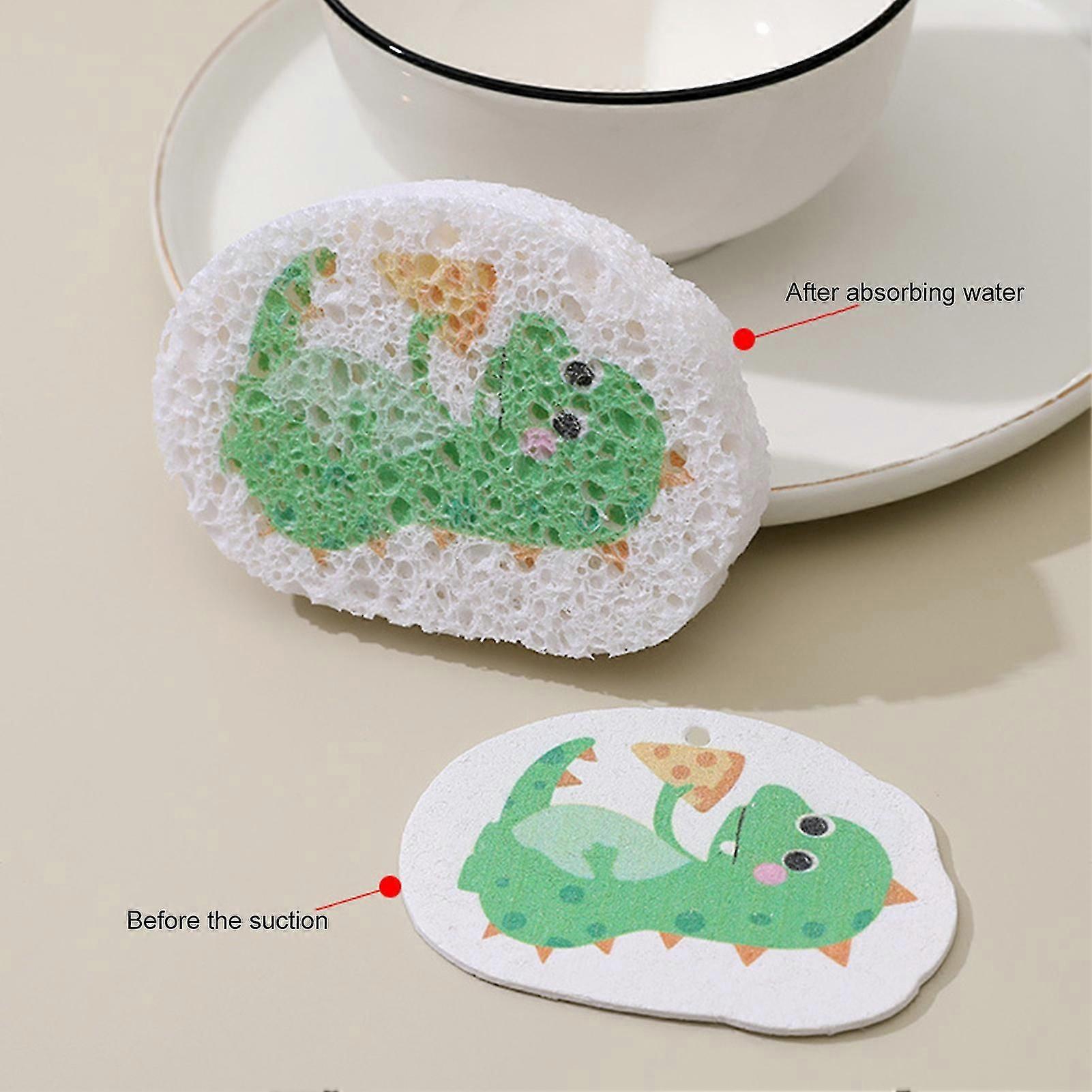 Dishwashing Sponge Cartoon Pattern Labor-saving Attractive Dual Side Fast Foaming Compressed Sponge For Home