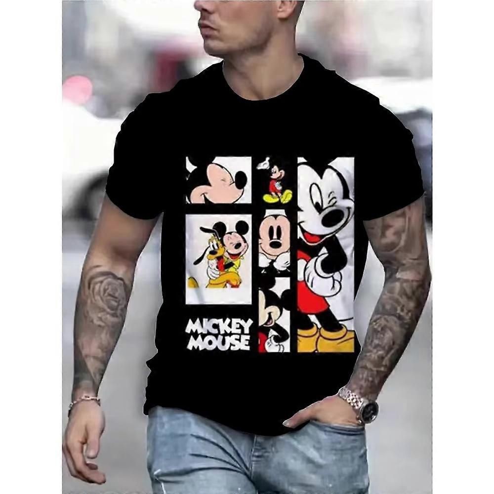 T-shirt manches courtes col rond pour homme, estival et d��contract��, Vintage, surdimensionn��, imprim�� en 3D, Disney Mickey Mouse, 2026