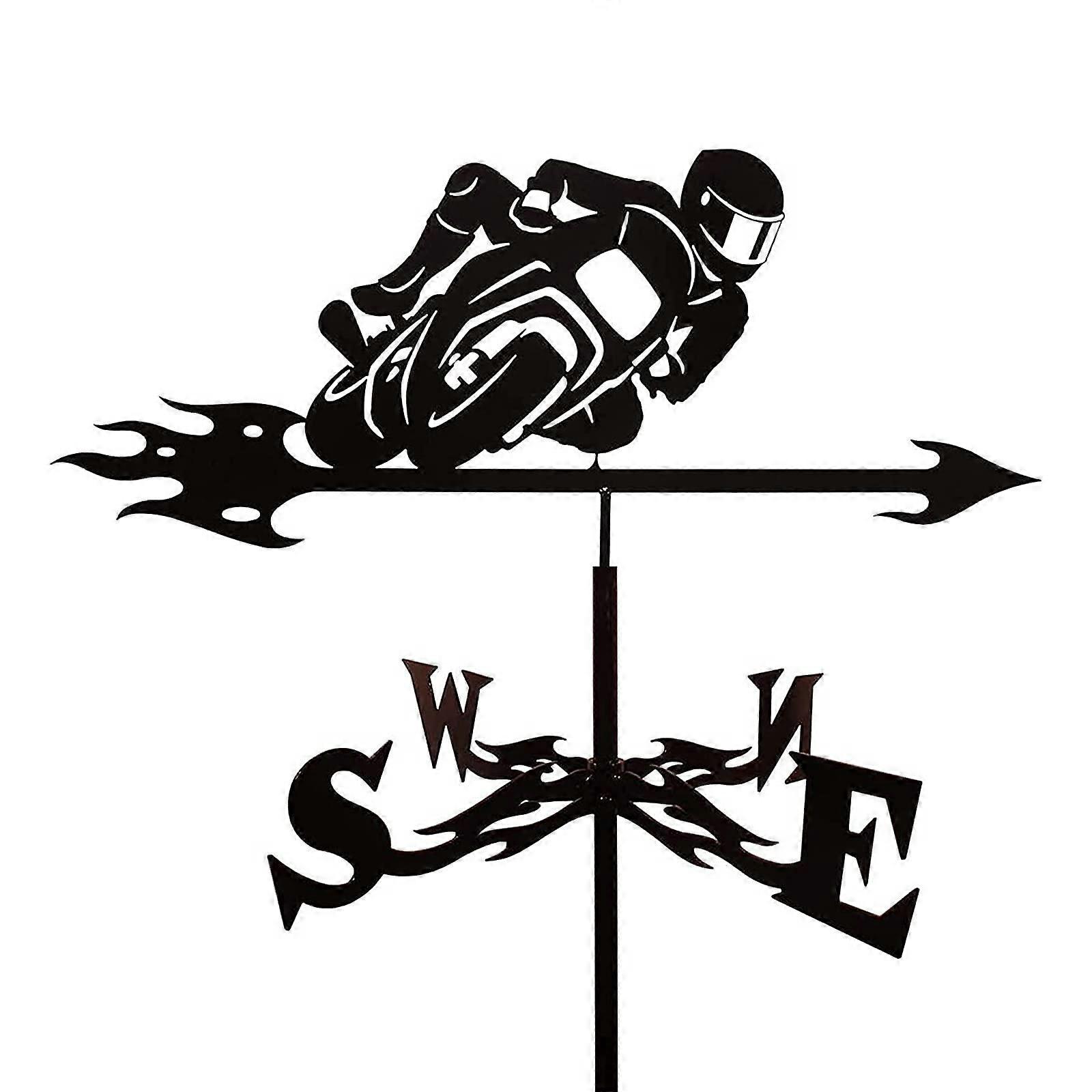 Metal Garden Weather Vane Motorcycle Retro Design Rustproof Wind Direction Indicator for Roof Yard Decor